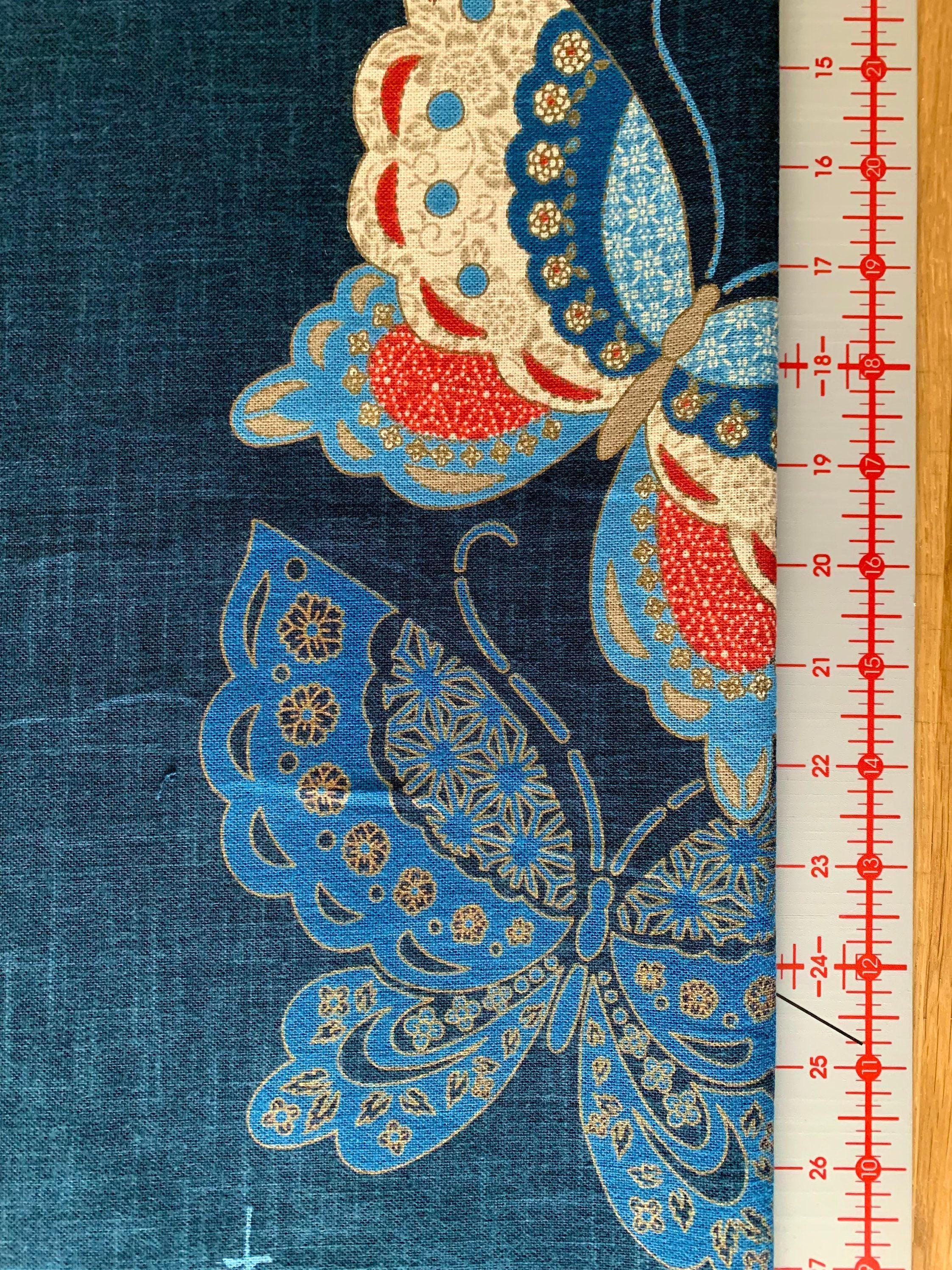 Kurenai - Butterflies Japanese Noren Panel - Blue