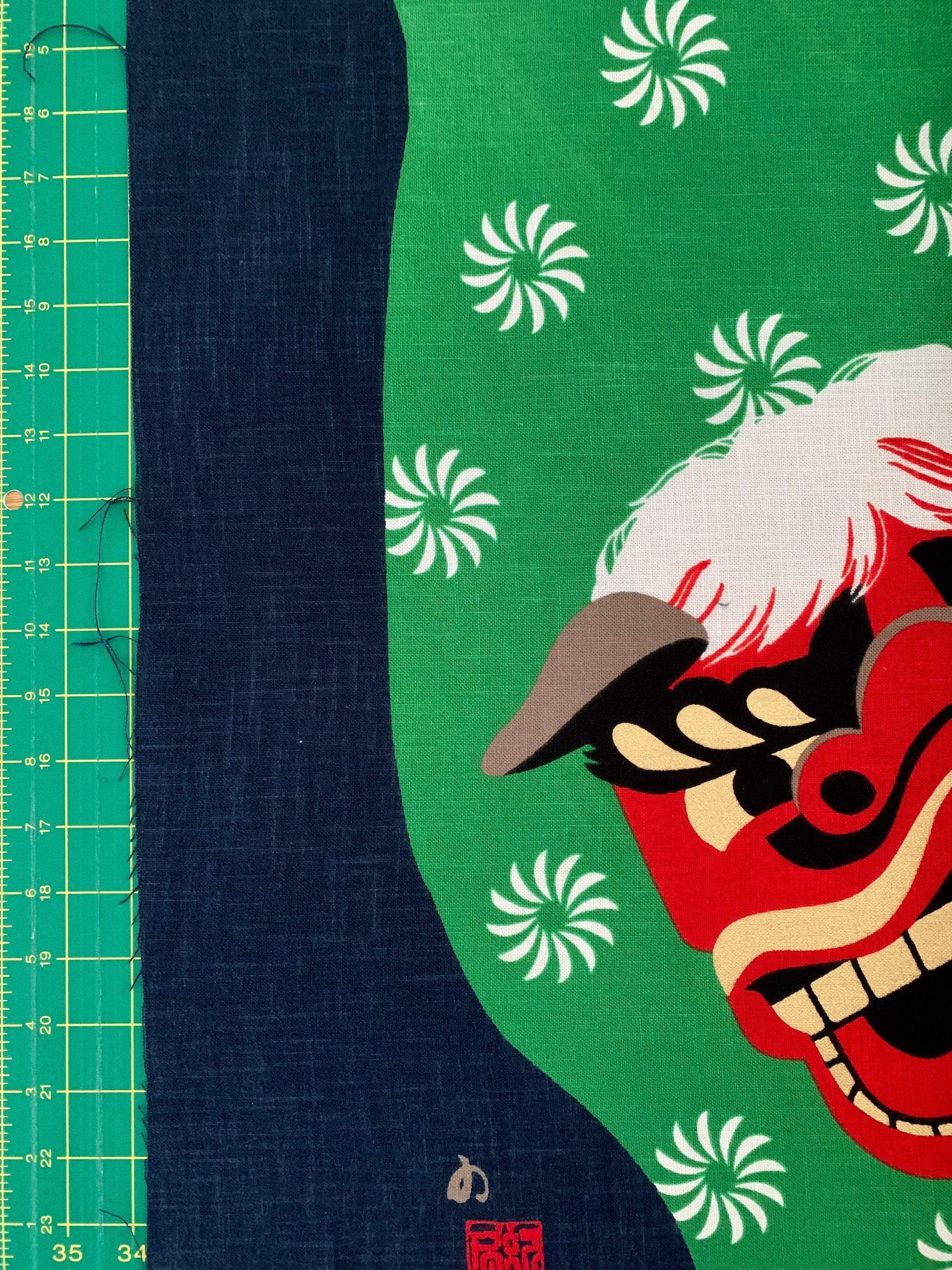 Kurenai - Shisa Japanese Noren Panel - Blue