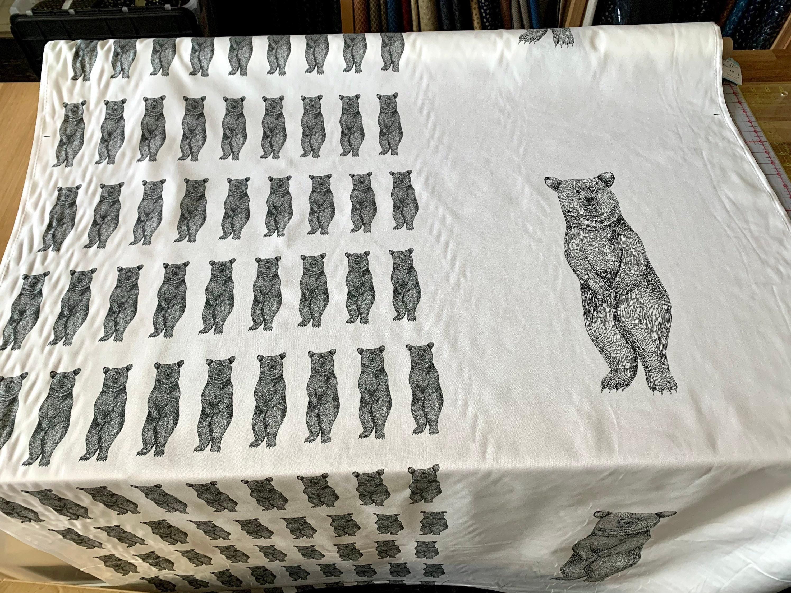 Koizumi - Big Bear Cotton Fabric Panel - White Black