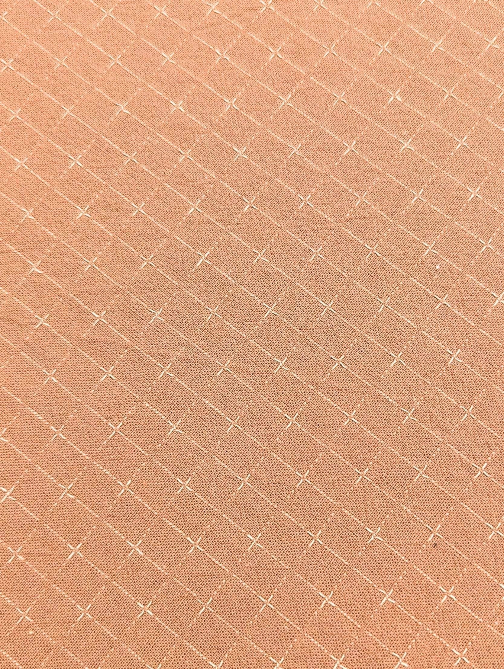 Japanese yarn dyed gridded stitches cotton fabric 4547-355 coral pink