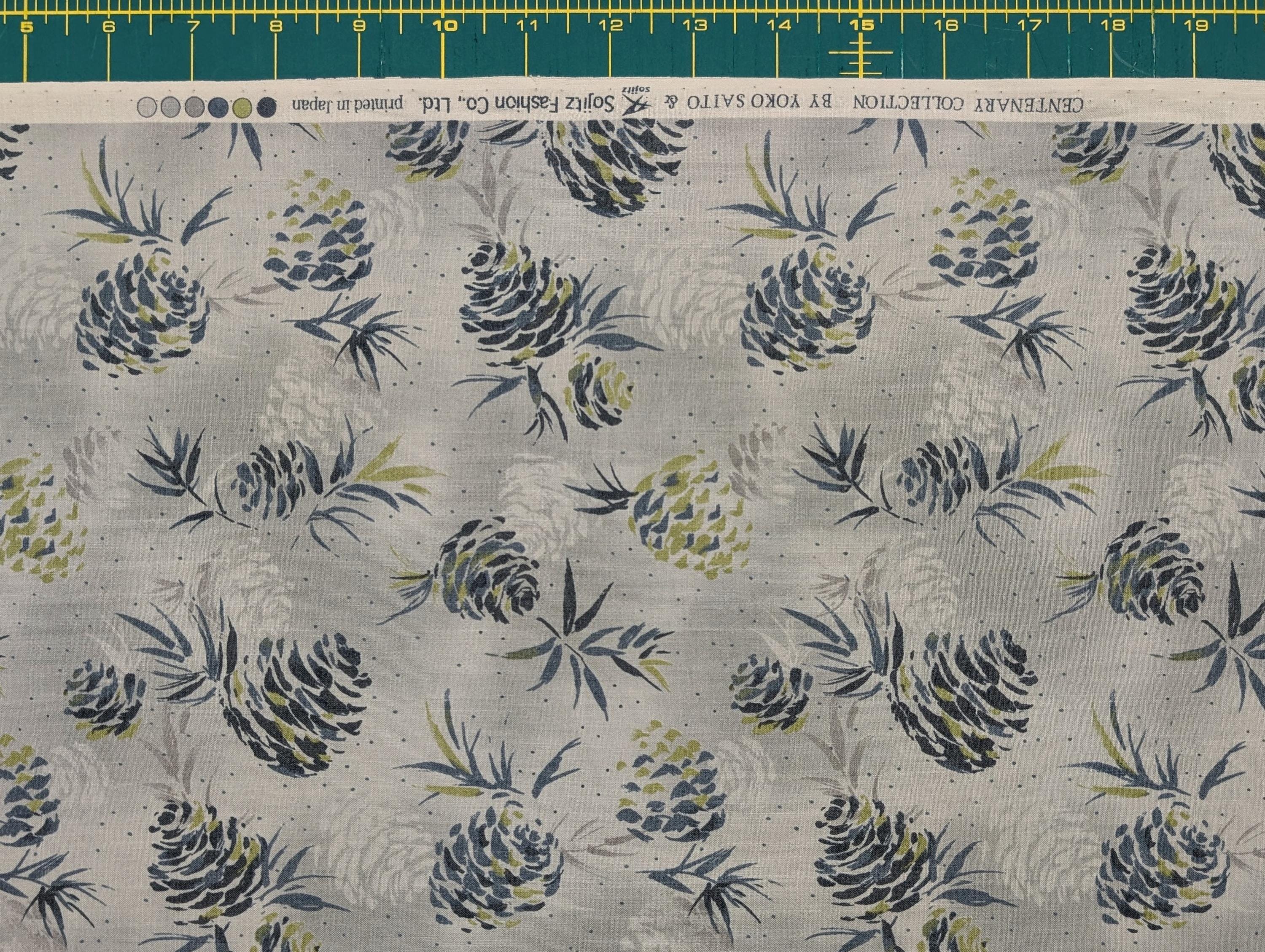 Vancet - Watercolor Pinecones Cotton Taupe - Light Blue