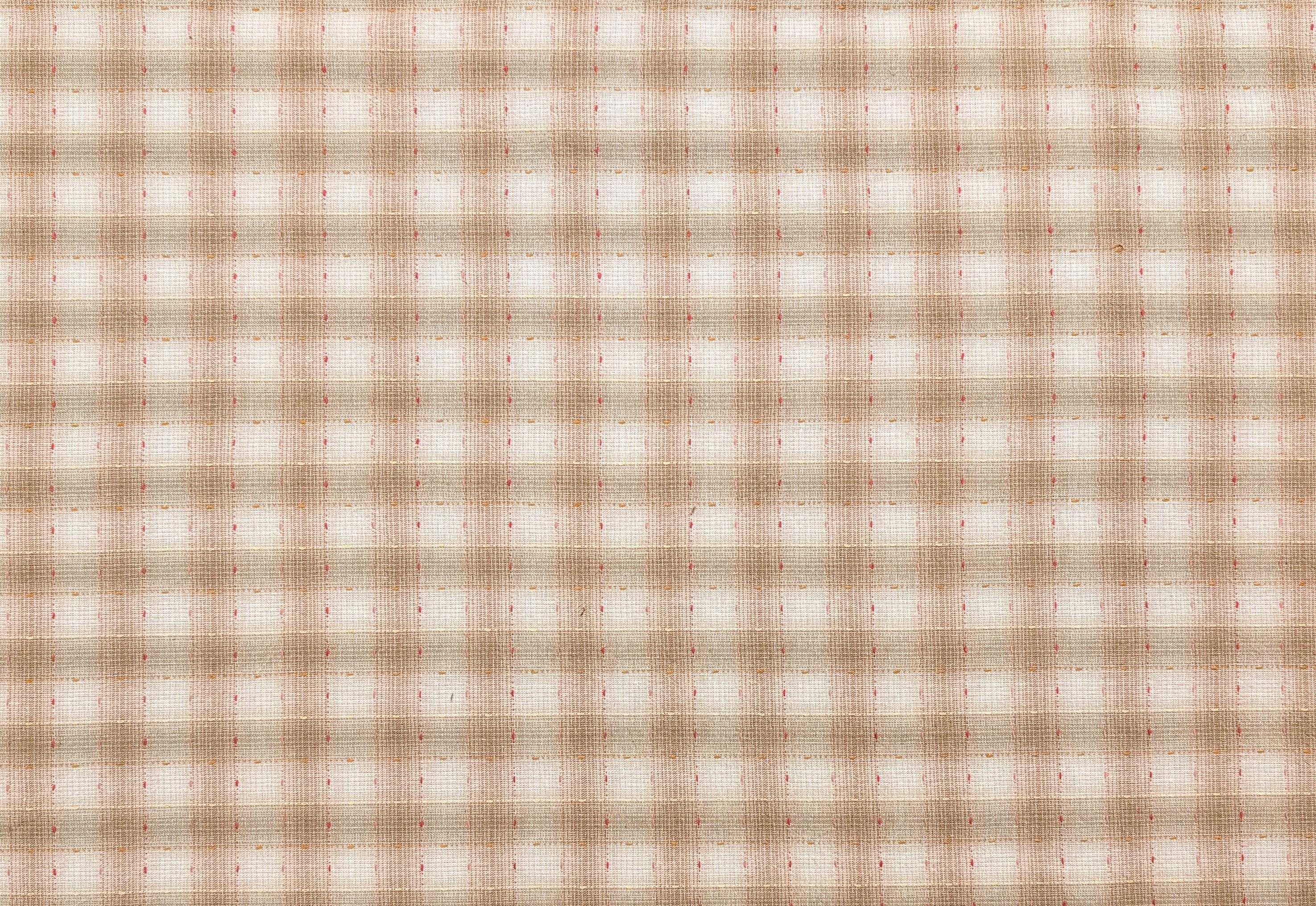 NEW Dotted textured gingham Japanese yarn dyed cotton taupe fabric SY10633S B tan