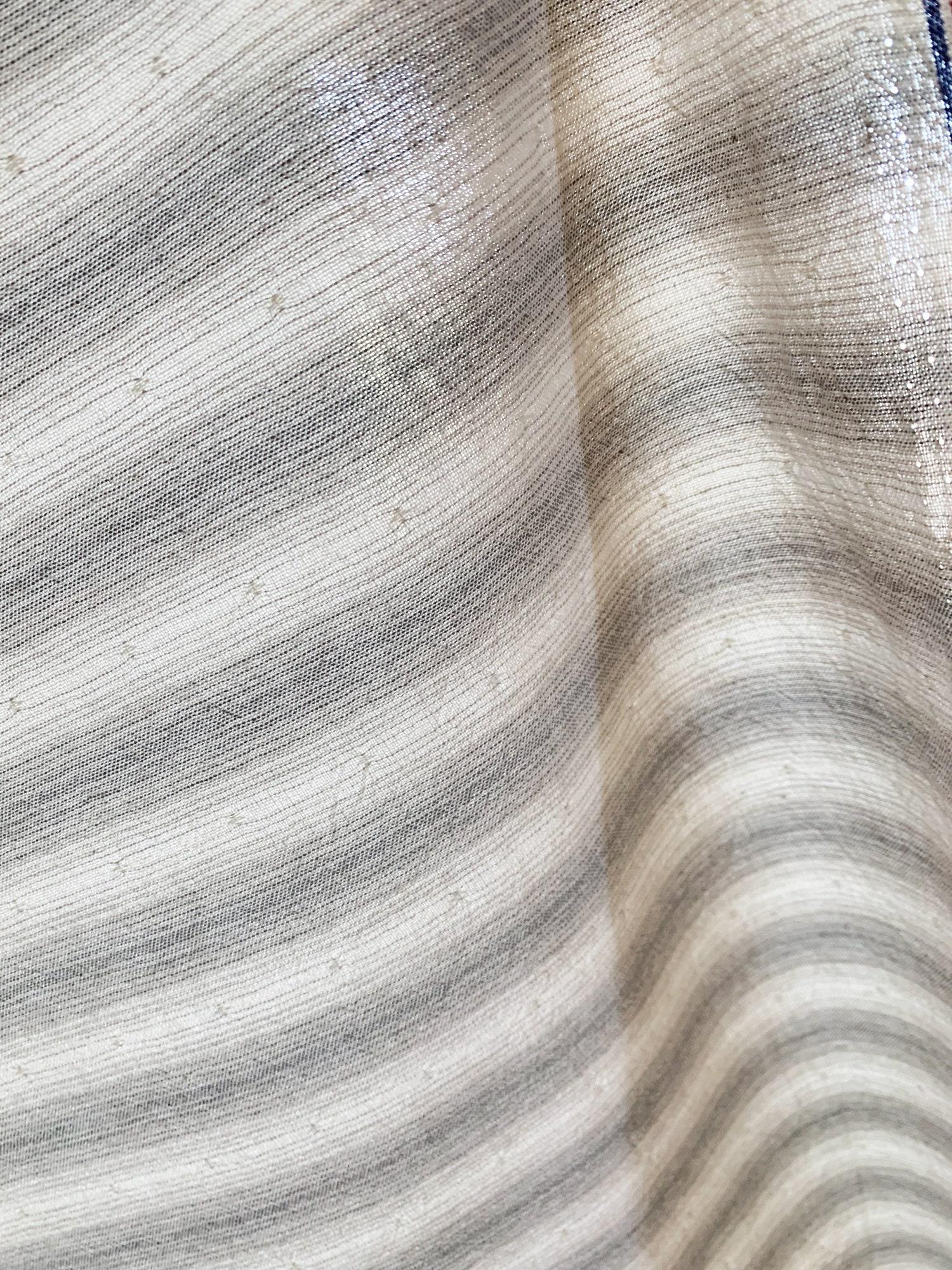 Textile Pantry - Junko Matsuda Woven Stripes Cotton Fabric - White Gray