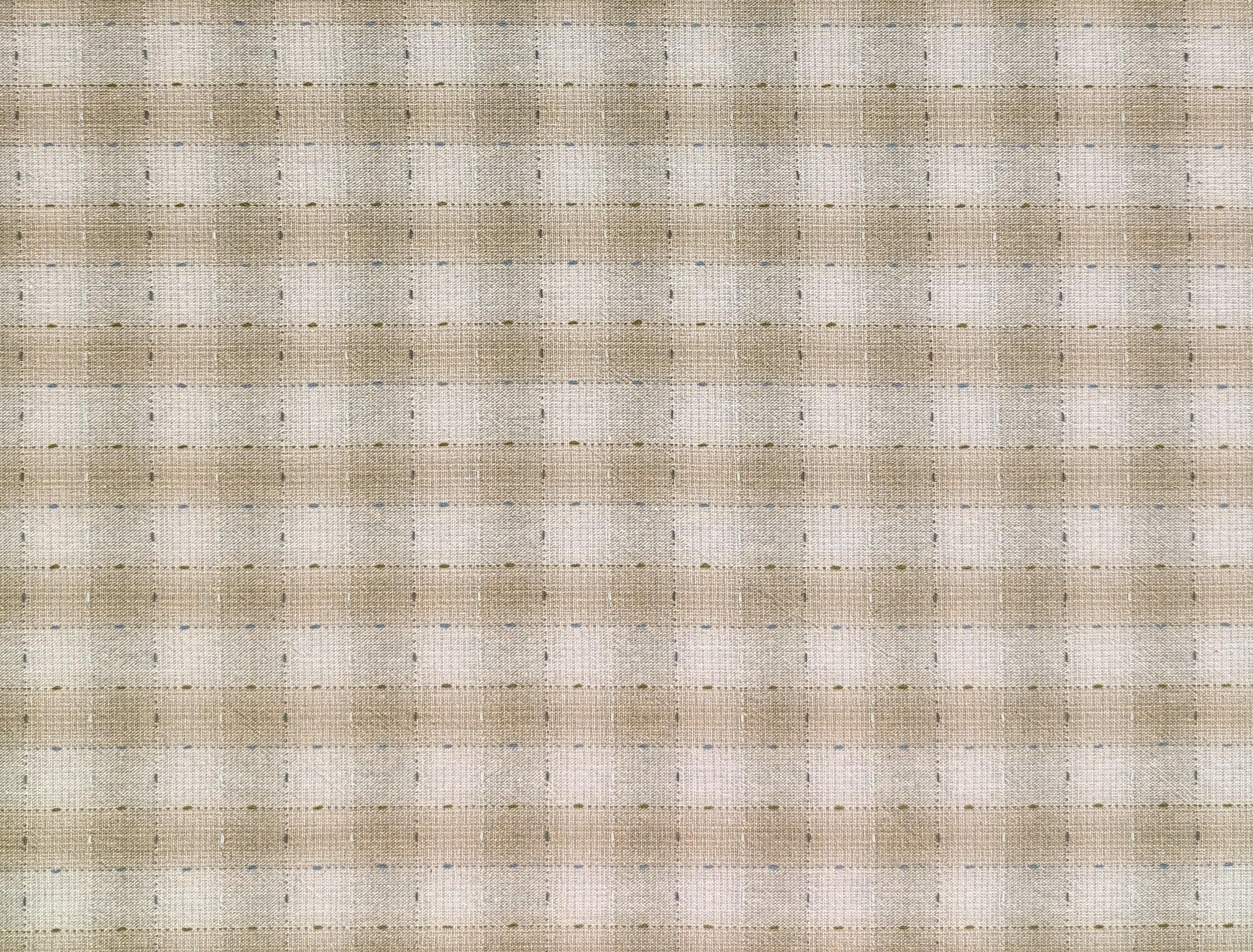 NEW Dotted textured gingham Japanese yarn dyed cotton taupe fabric SY10633S E blue