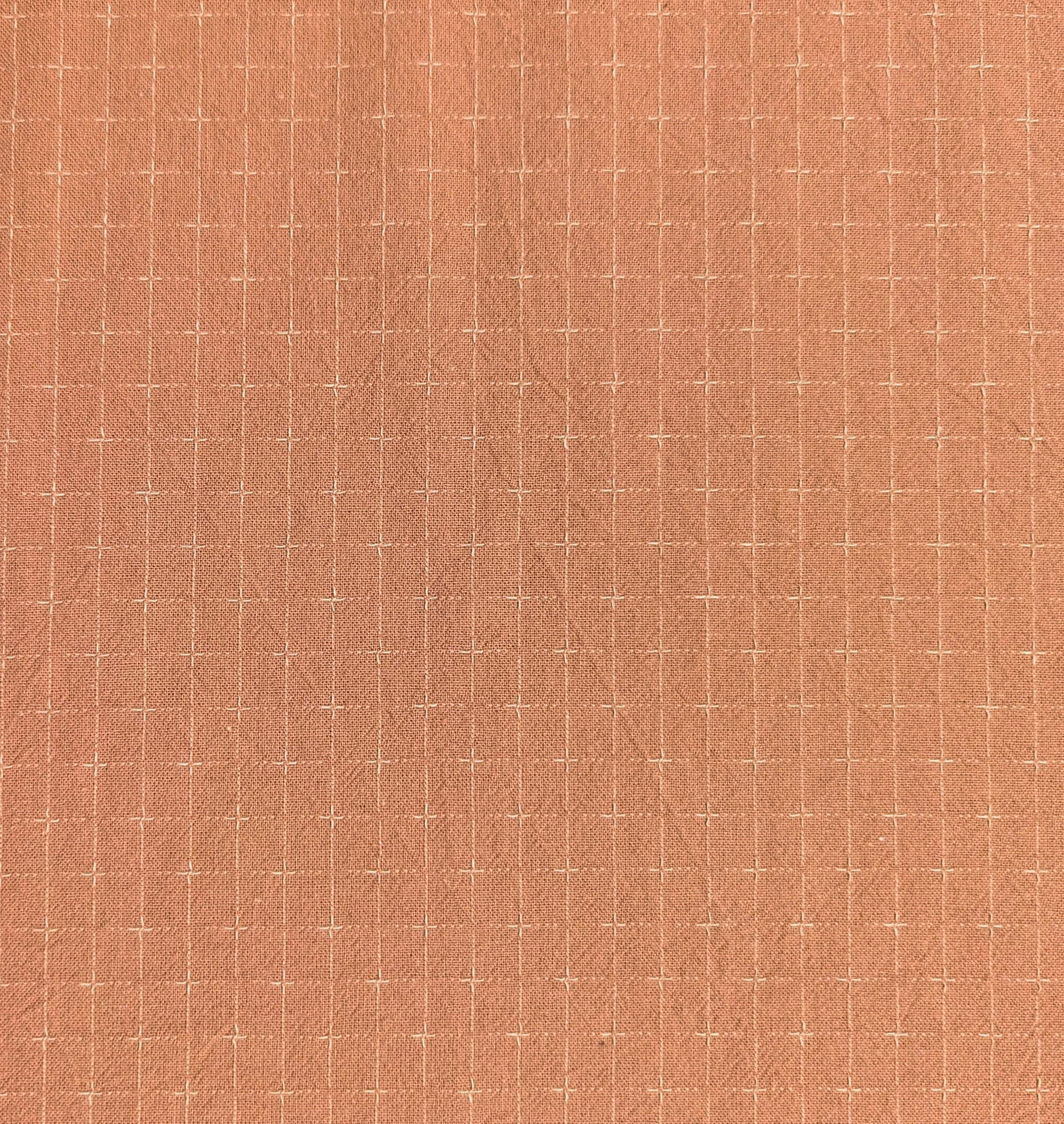 Japanese yarn dyed gridded stitches cotton fabric 4547-355 coral pink