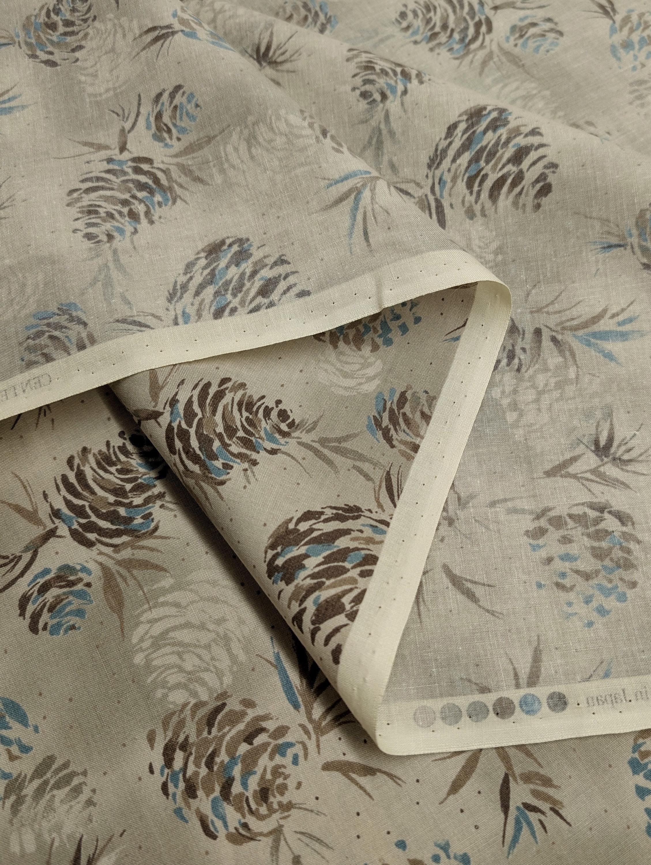Vancet - Watercolor Pinecones Cotton Taupe - Gray
