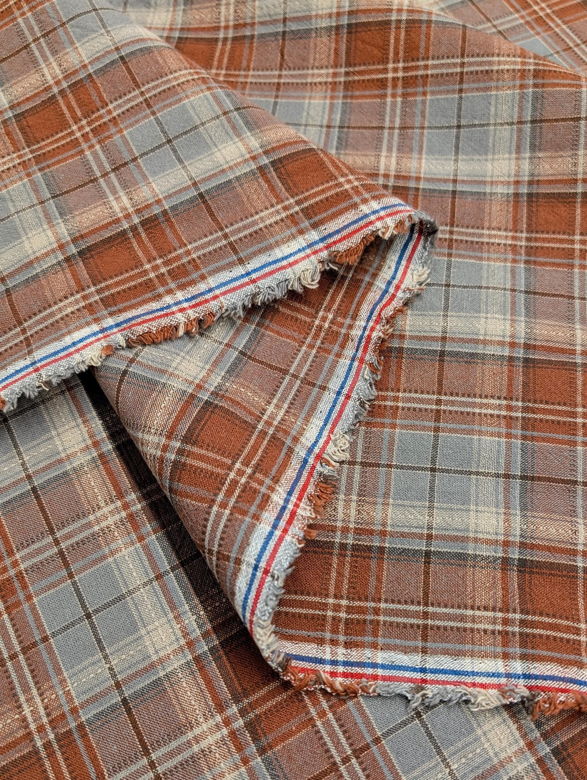 Junko Matsuda yarn dyed plaid Japanese cotton fabric Y25-0195 C red gray