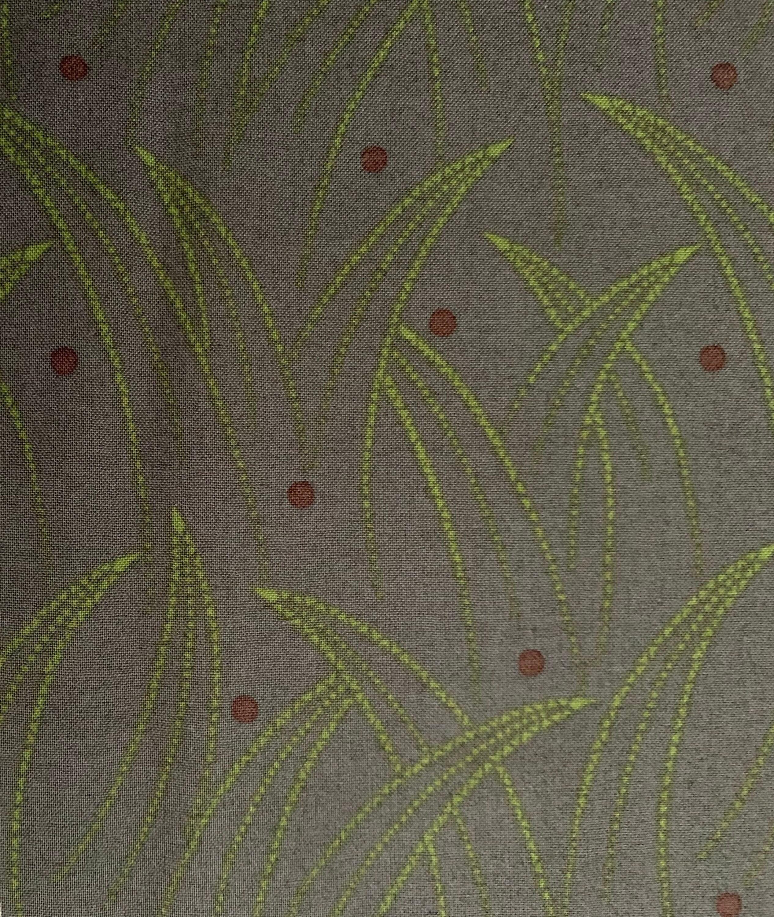 Centenary Collection Japanese printed cotton taupe fabric CE10377S-C green