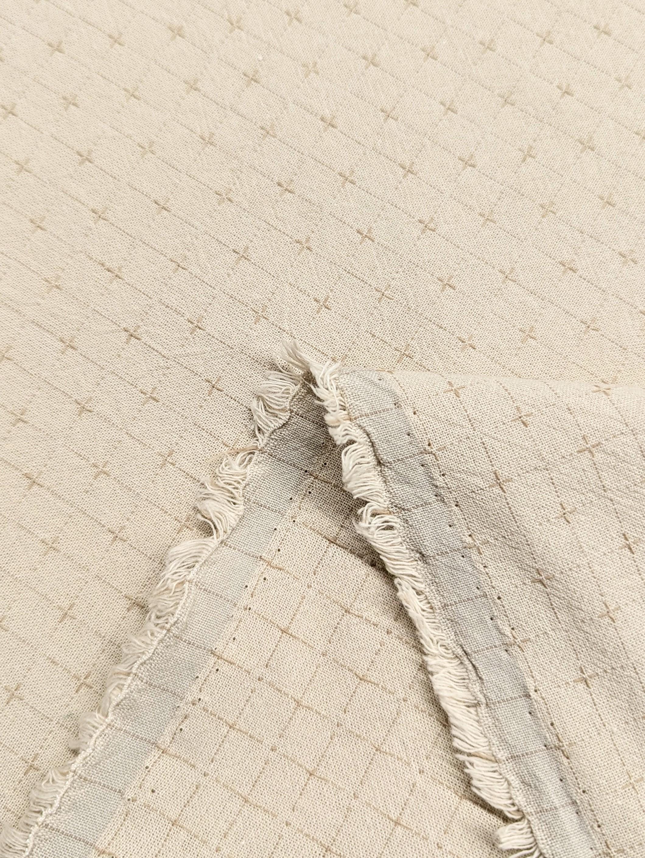 Japanese yarn dyed gridded stitches cotton fabric 4547-350 cream