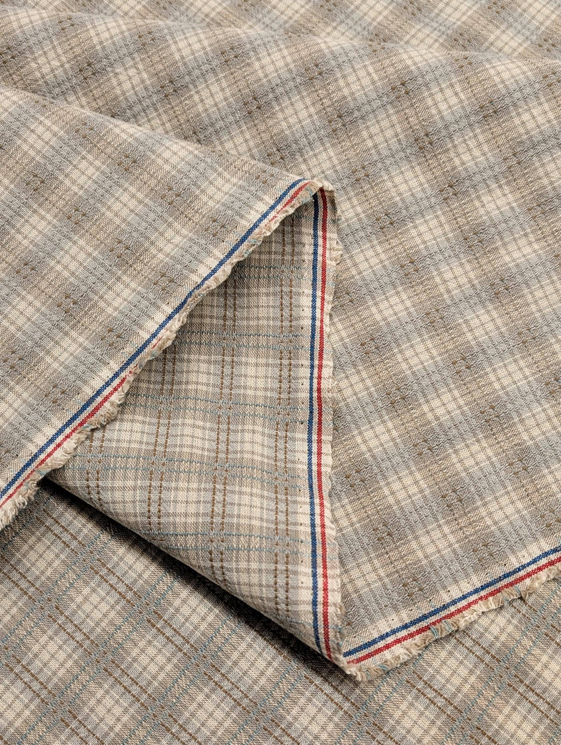 Textile Pantry - Junko Matsuda Yarn Dyed Plaid Cotton Fabric - White and Gray