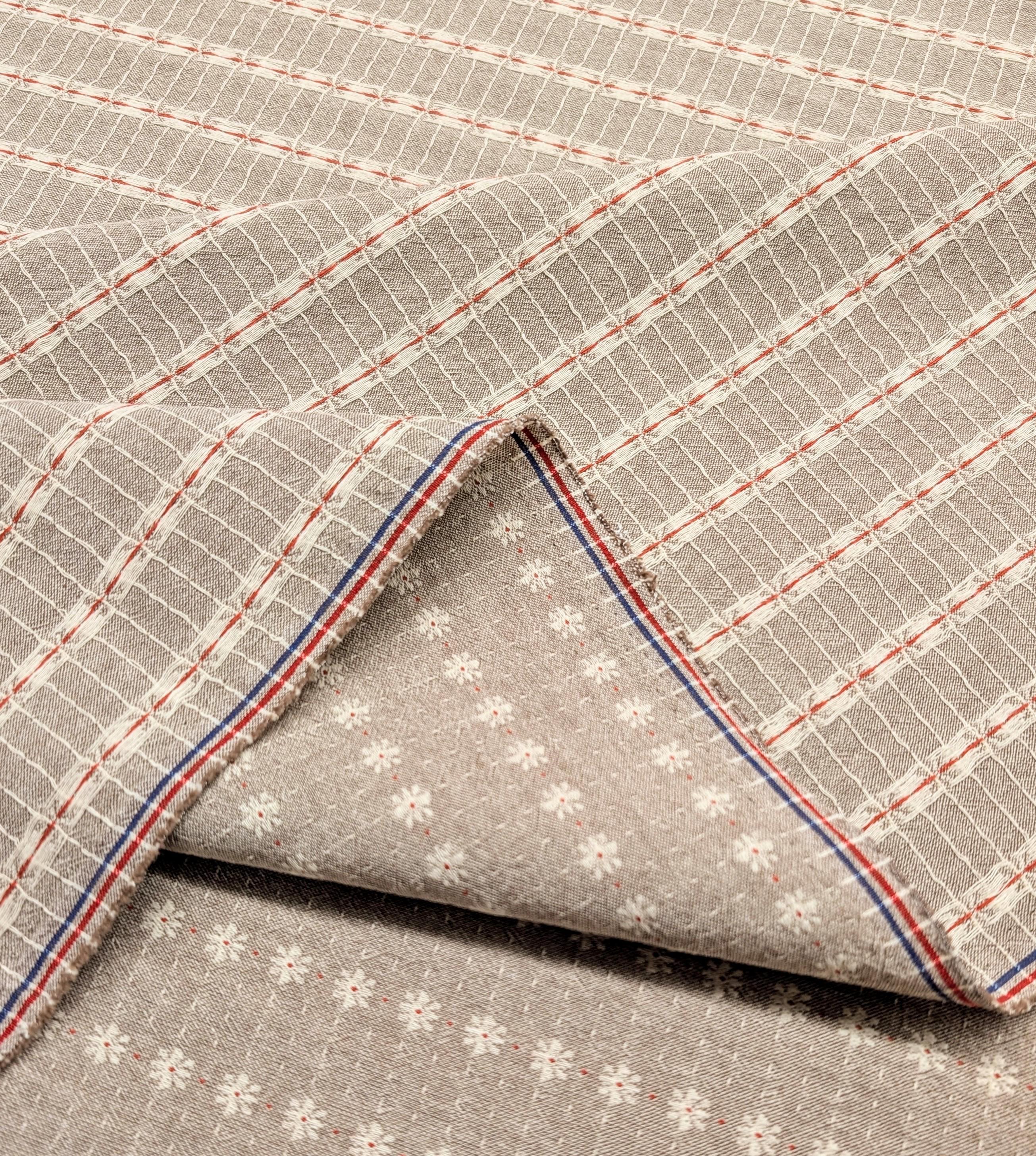 Junko Matsuda yarn dyed Daisy Stripes Japanese cotton fabric Y27-0206 F brown