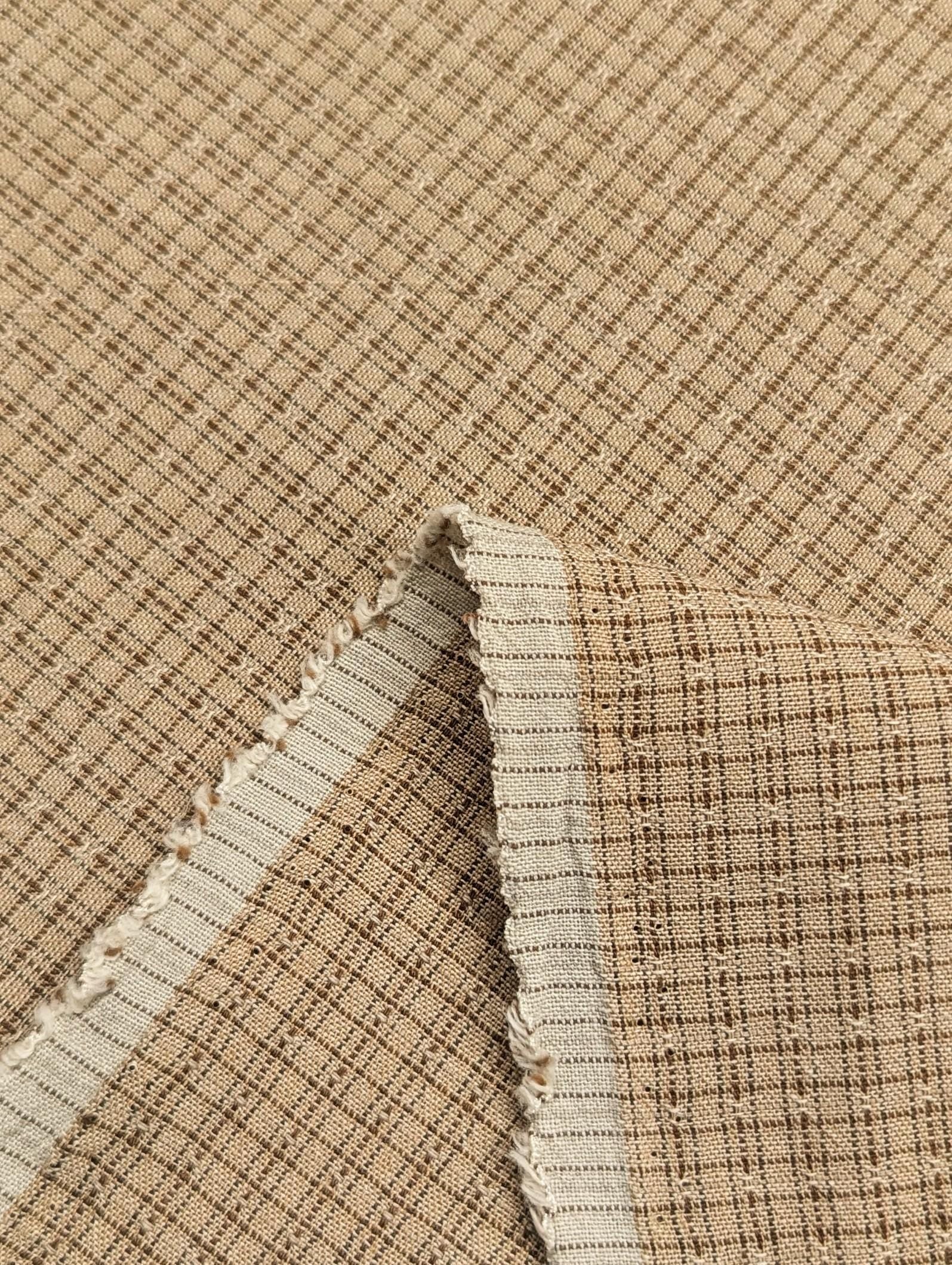 MYD - Yarn Dyed Grid Cotton Fabric - Khaki and Brown