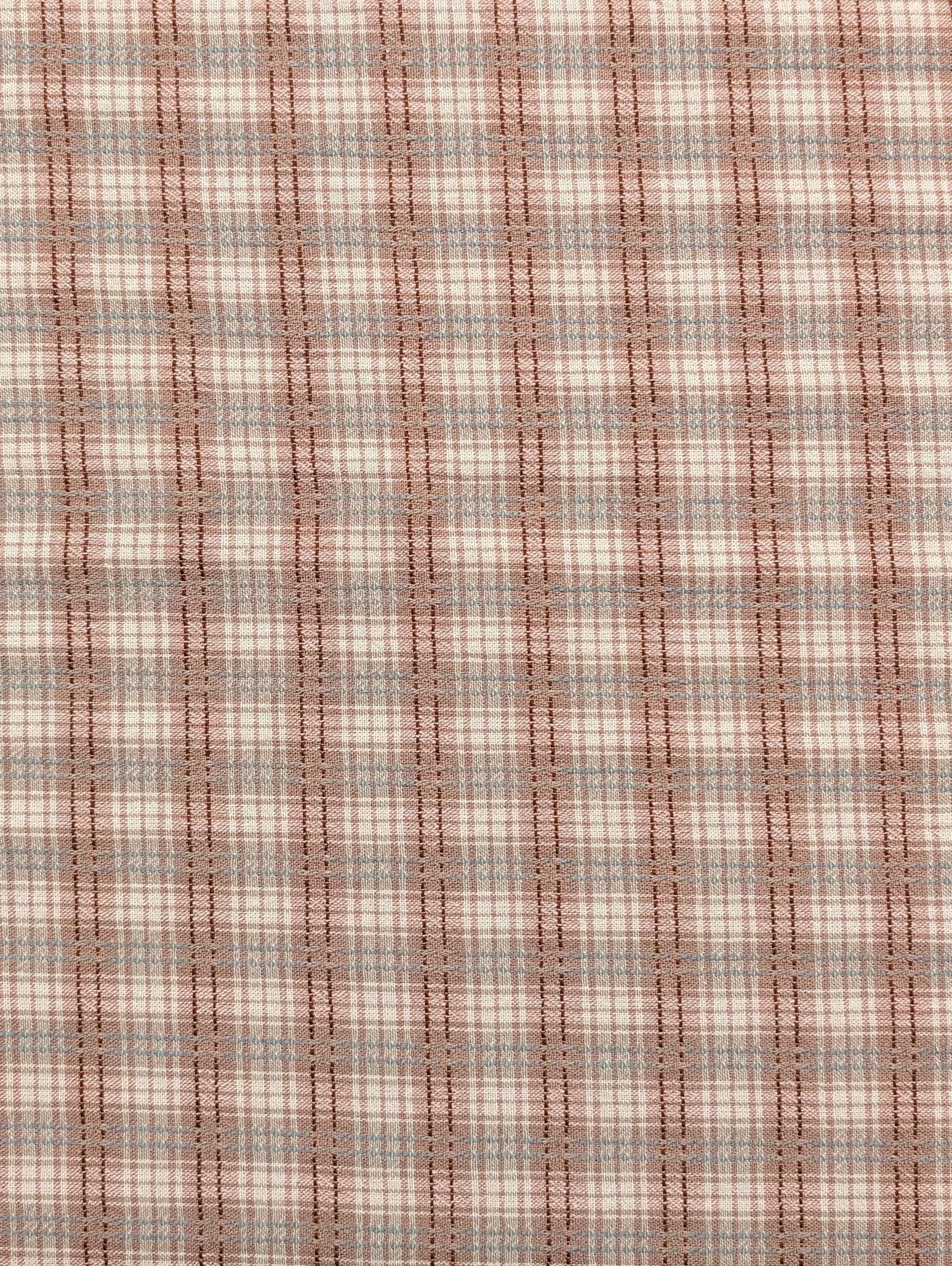 Textile Pantry - Junko Matsuda Yarn Dyed Plaid Cotton Fabric - Pink and White
