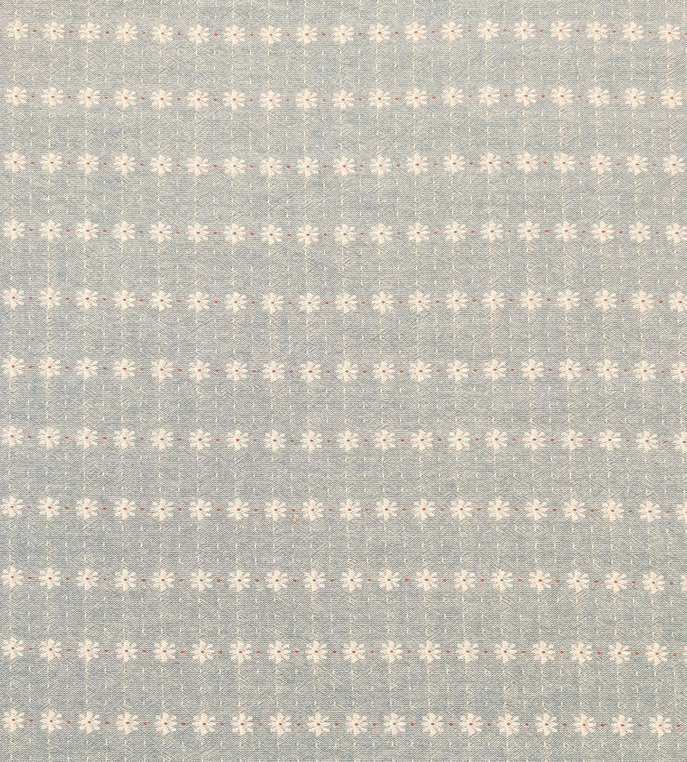 Textile Pantry - Junko Matsuda Yarn Dyed Daisy Stripes Cotton Fabric - Blue
