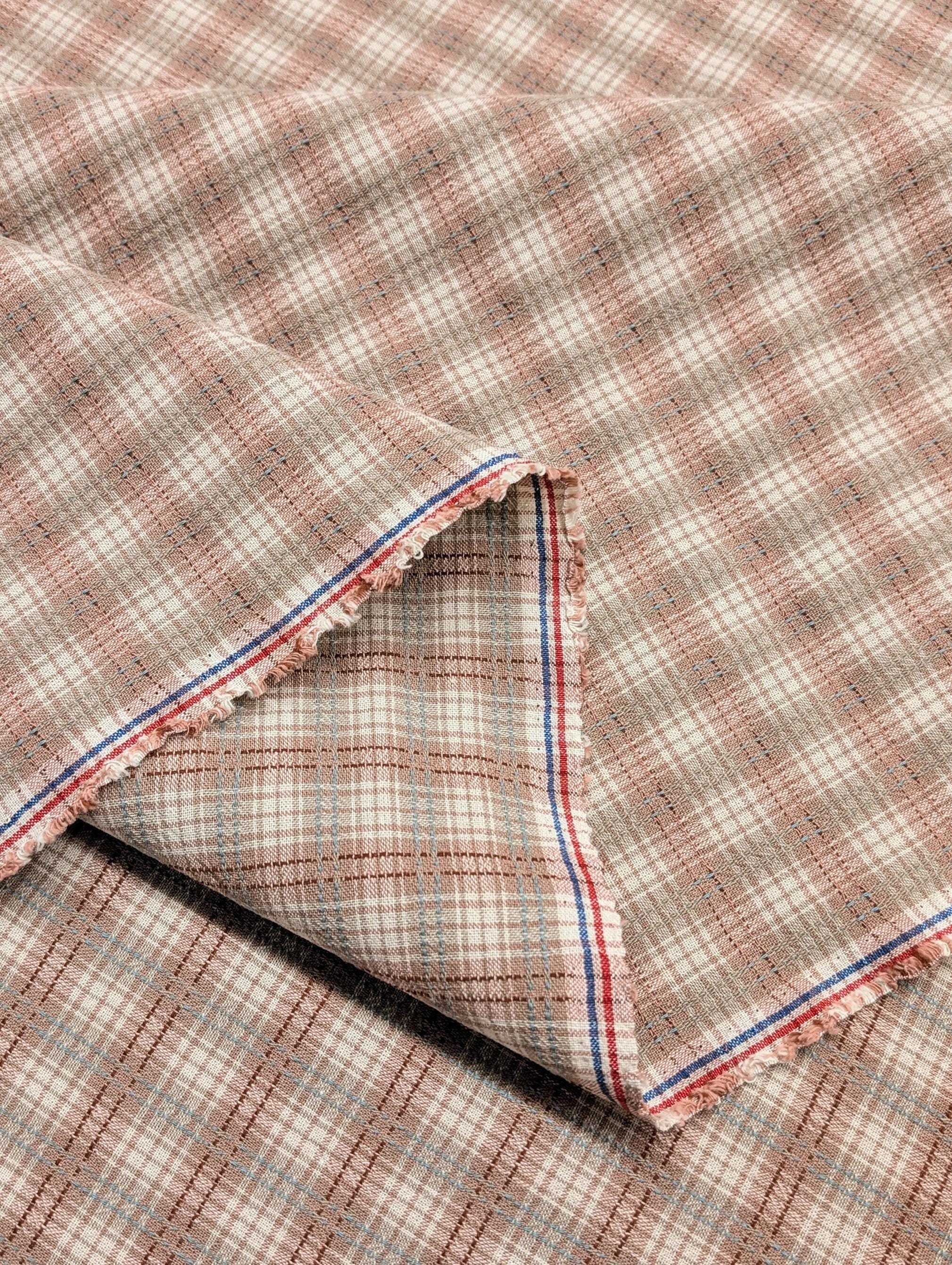 Textile Pantry - Junko Matsuda Yarn Dyed Plaid Cotton Fabric - Pink and White