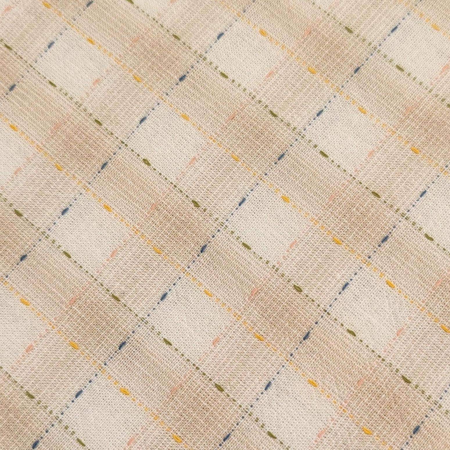 NEW Dotted textured gingham Japanese yarn dyed cotton taupe fabric SY10633S A beige