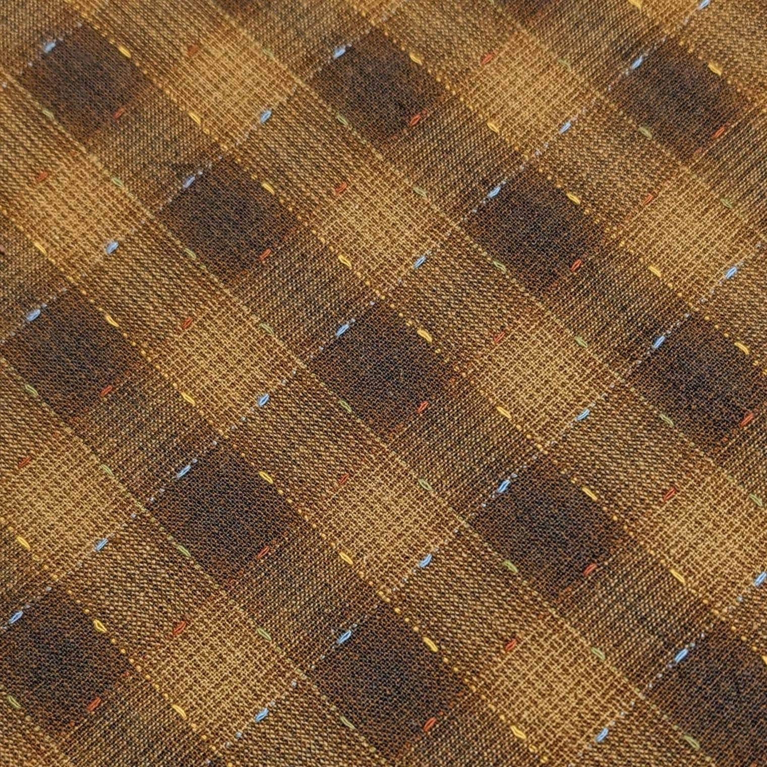 NEW Dotted textured gingham Japanese yarn dyed cotton taupe fabric SY10633S G brown