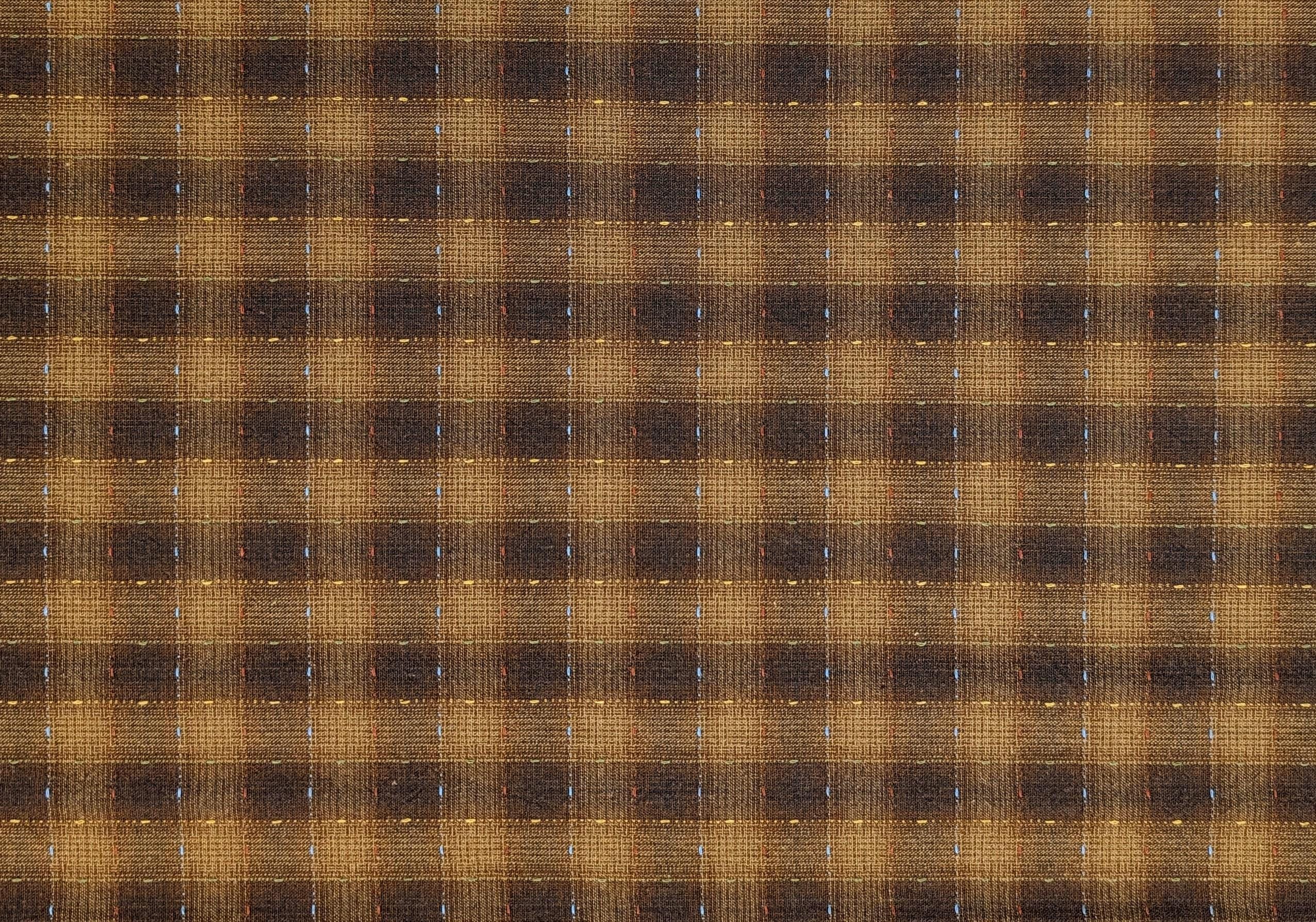 NEW Dotted textured gingham Japanese yarn dyed cotton taupe fabric SY10633S G brown