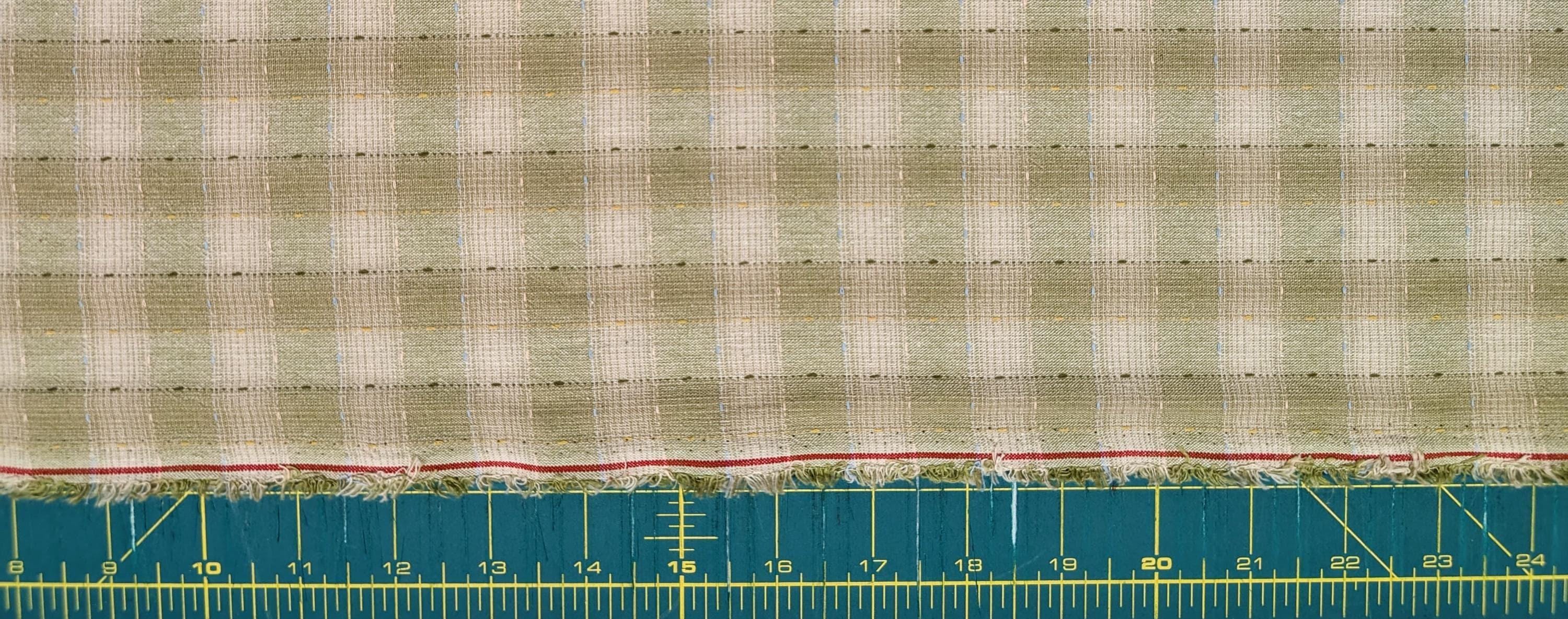 NEW Dotted textured gingham Japanese yarn dyed cotton taupe fabric SY10633S D green