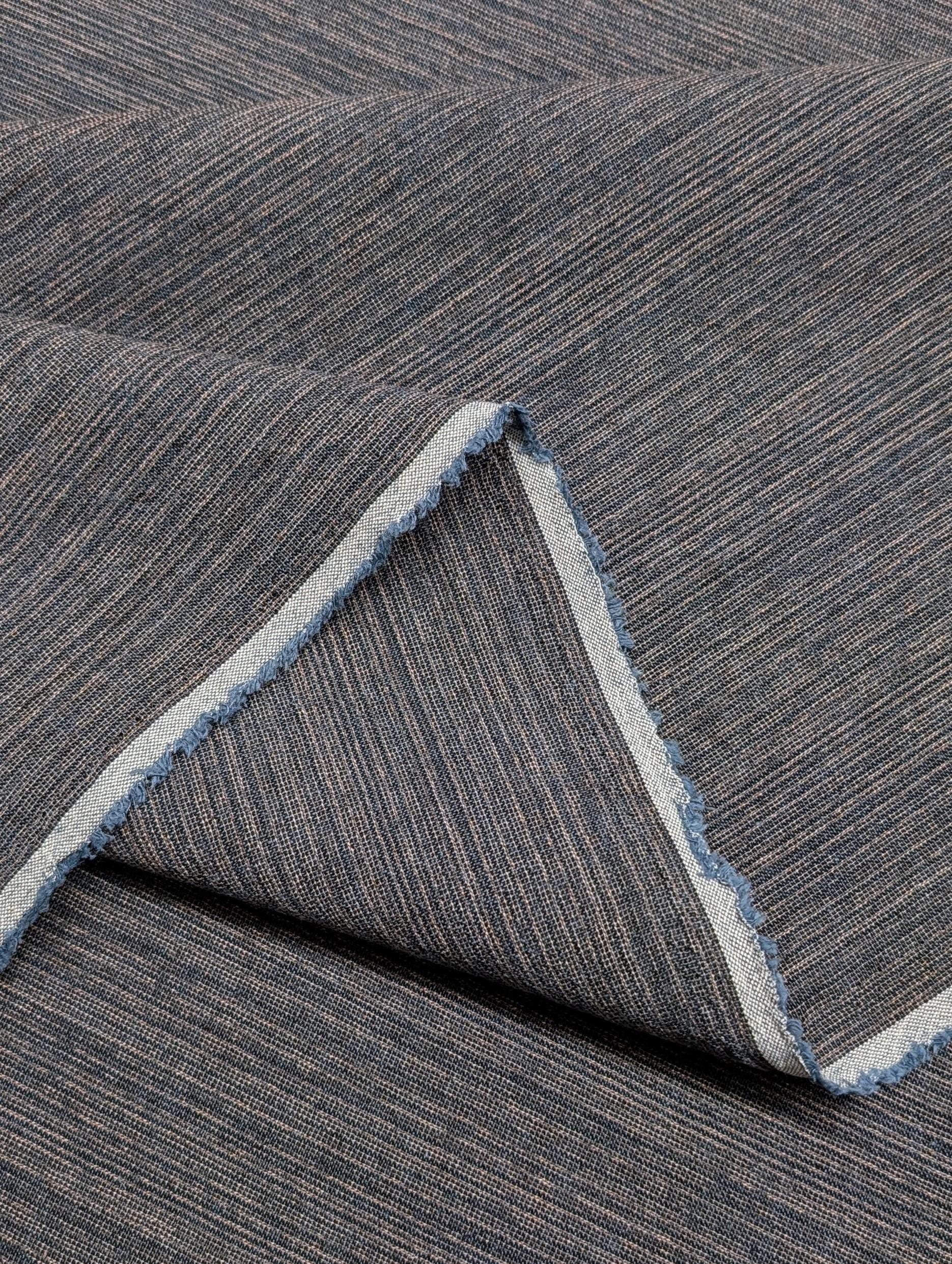 Cosmo - Japanese Yarn Dyed Textured Cotton Taupe - Blue