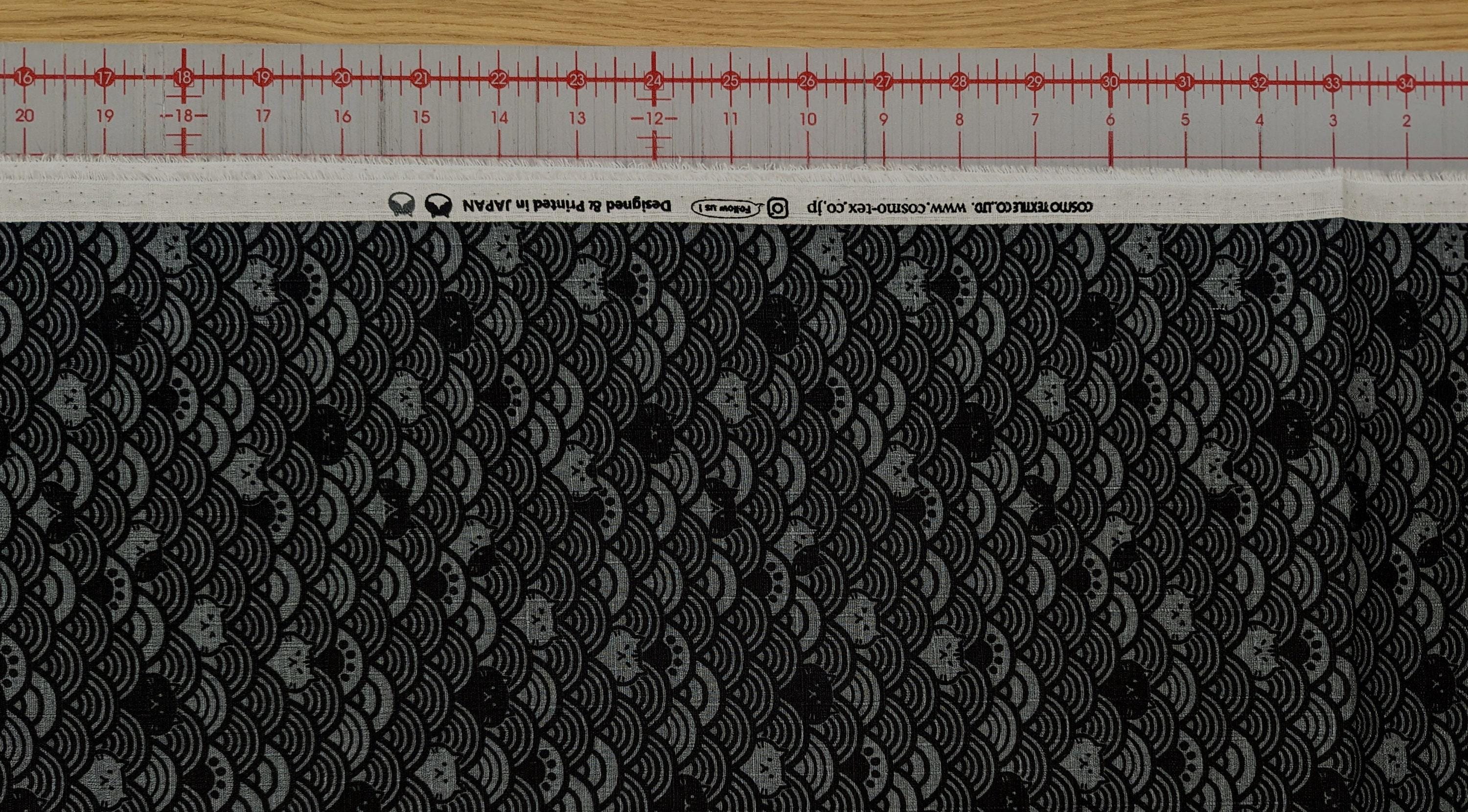 Waves with Cats Cosmo Japanese cotton dobby fabric AP41903-2E gray