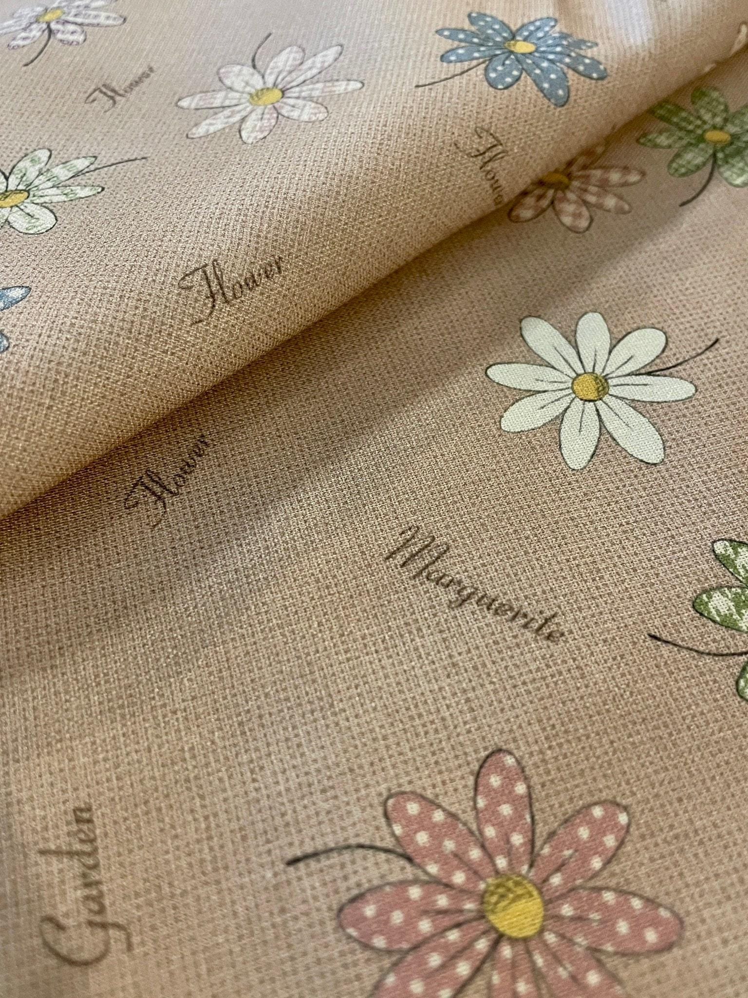 Textile Pantry - Junko Matsuda Chocolate Box Collection Daisies Print Cotton Fabric - Brown