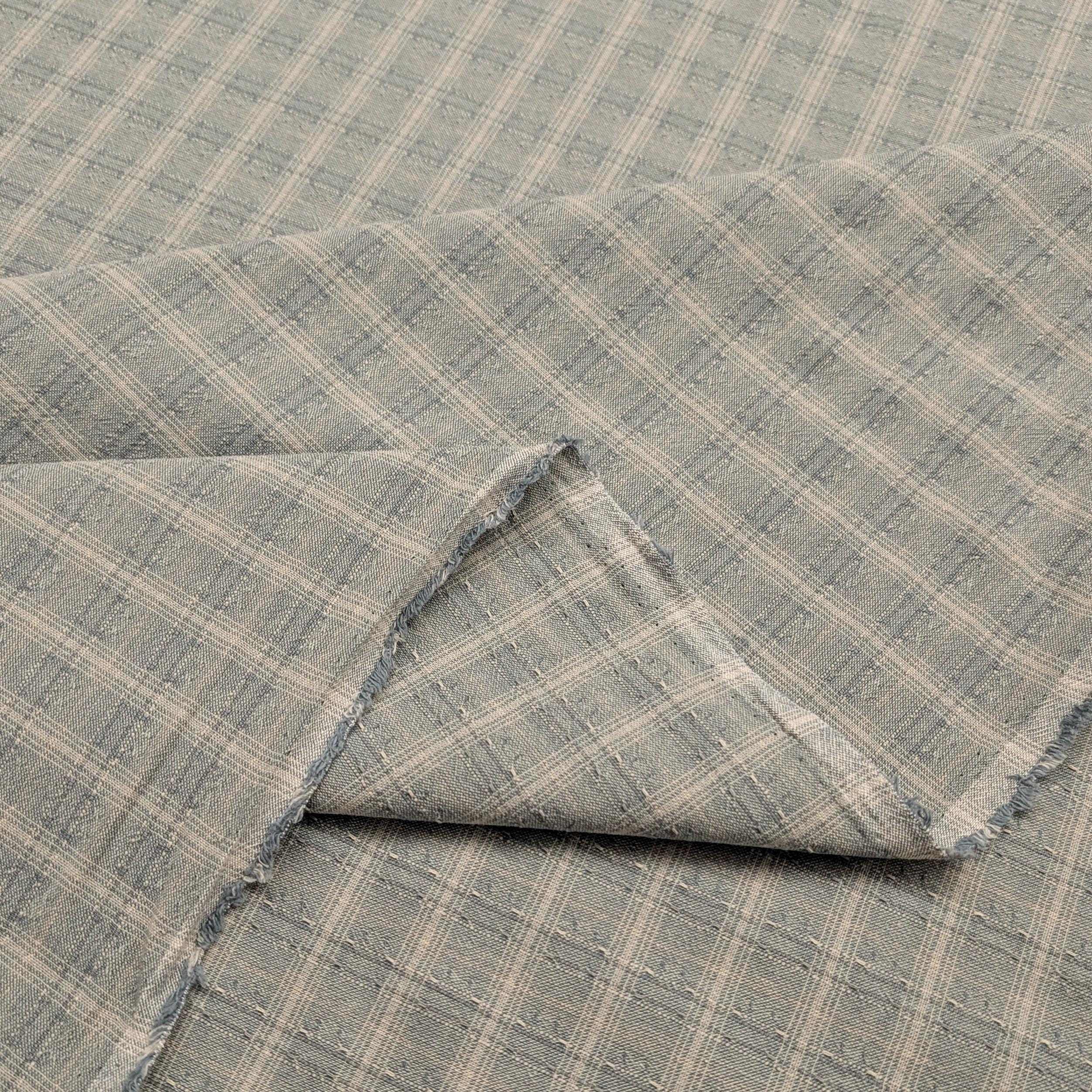 NEW Cosmo Madras Japanese yarn dyed cotton fabric AY20180H-3 D light blue