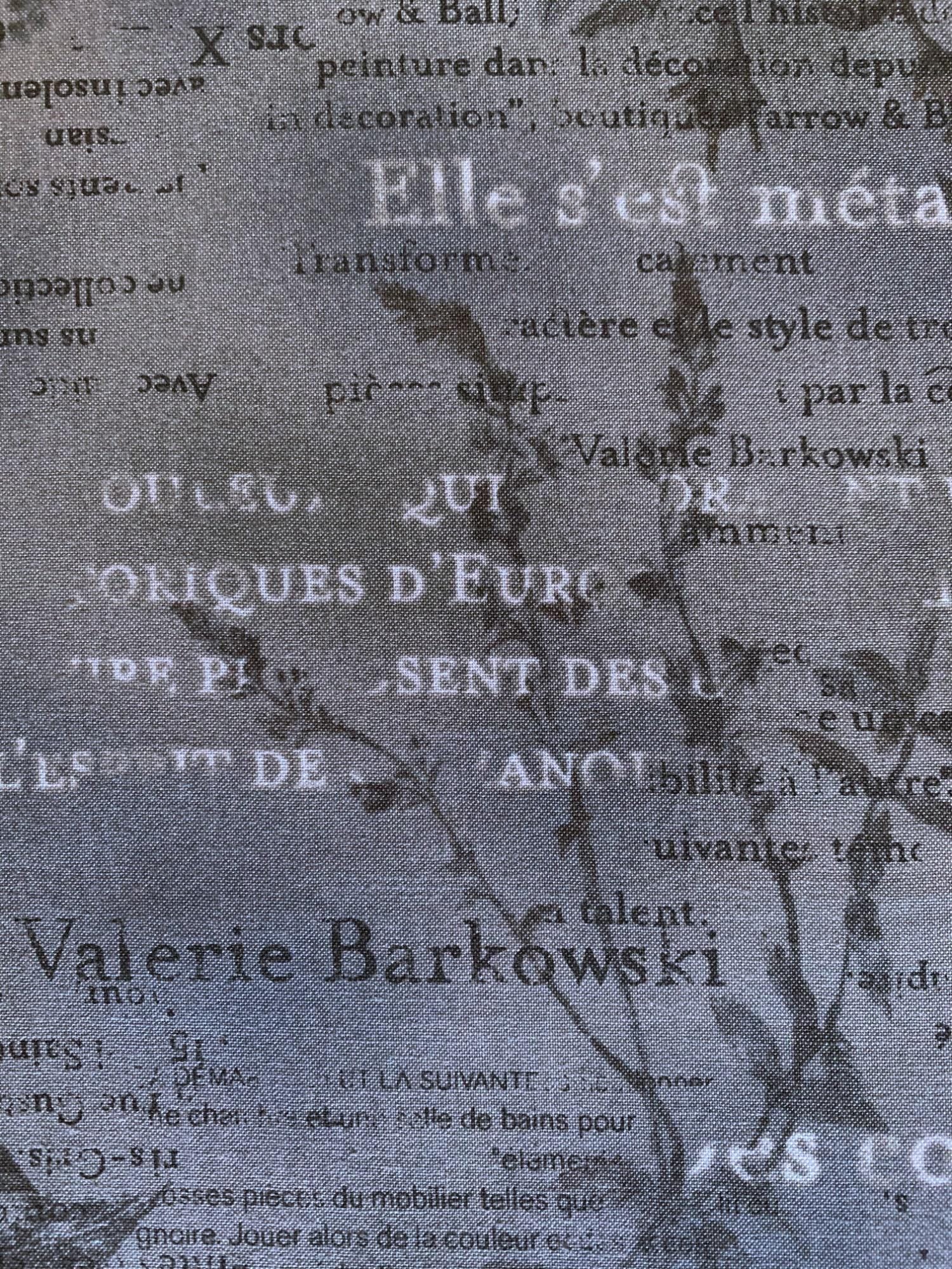 Vancet - Dear Grace Floral Text Cotton Fabric - Gray Bronze