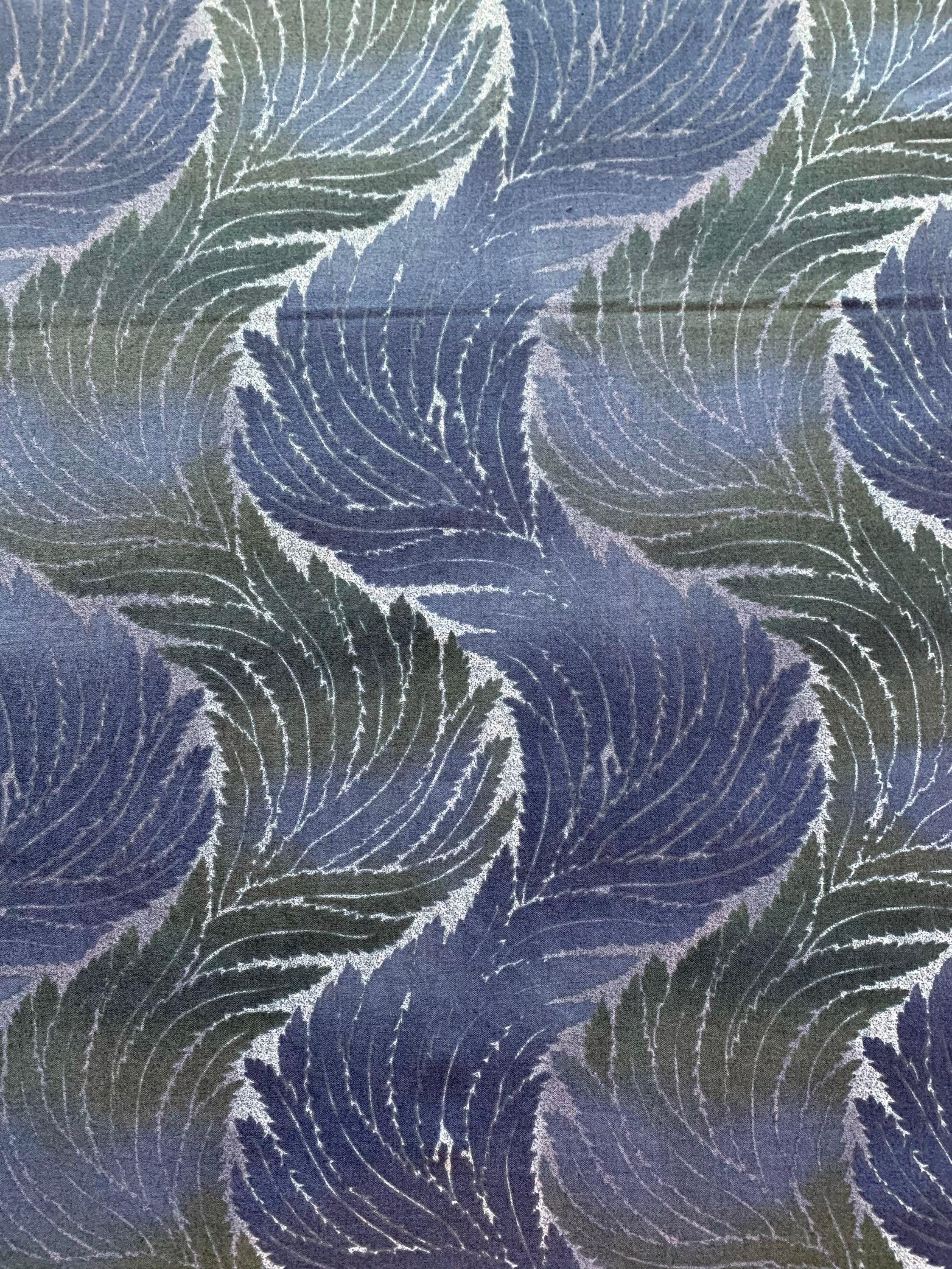 Feather Handworks Japanese printed cotton taupe fabric SP10242S-F lapis blue