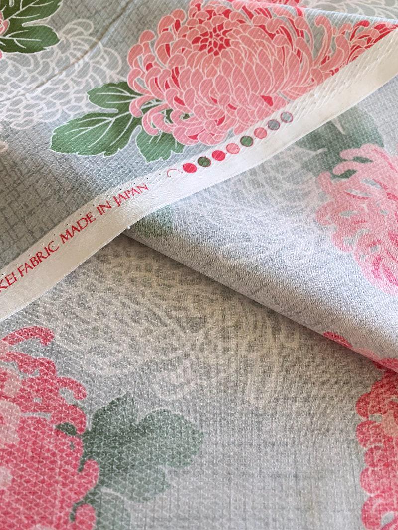 REMNANT Kyoto Story Chrysanthemum Japanese cotton fabric KS7708-C gray