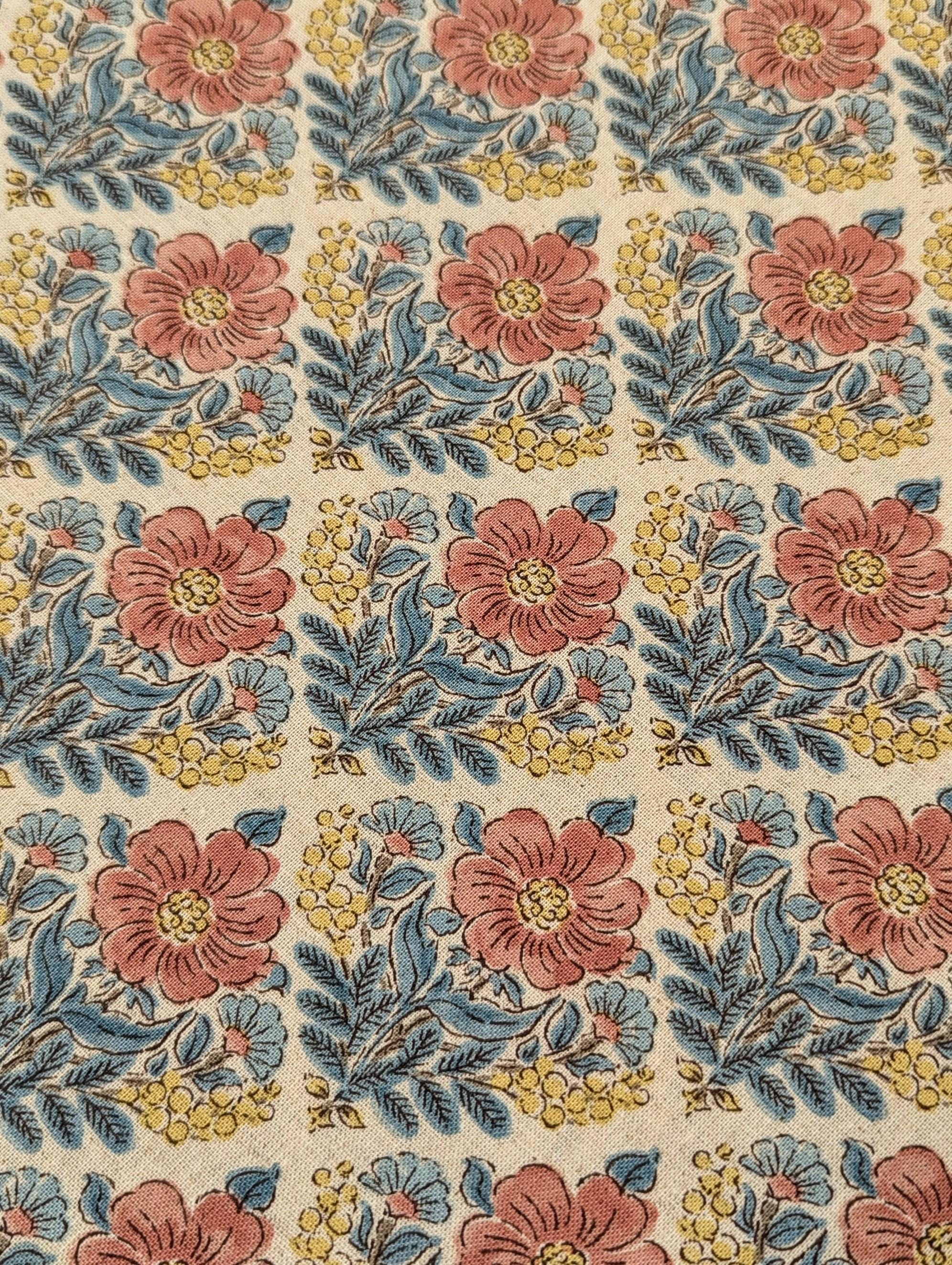 Kokka - Flower Diamonds Cotton/Linen Fabric - Red