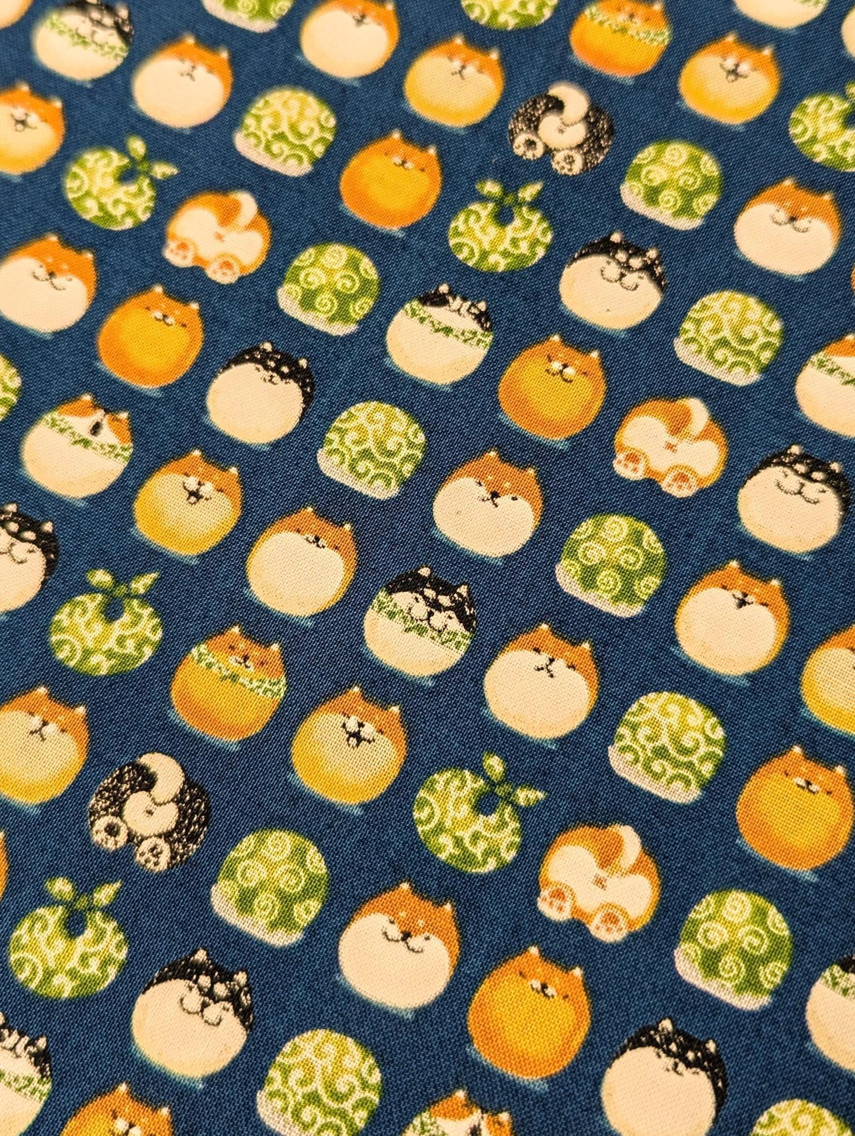 Senyo - Shibas With Furoshiki Cotton Fabric - Navy Blue