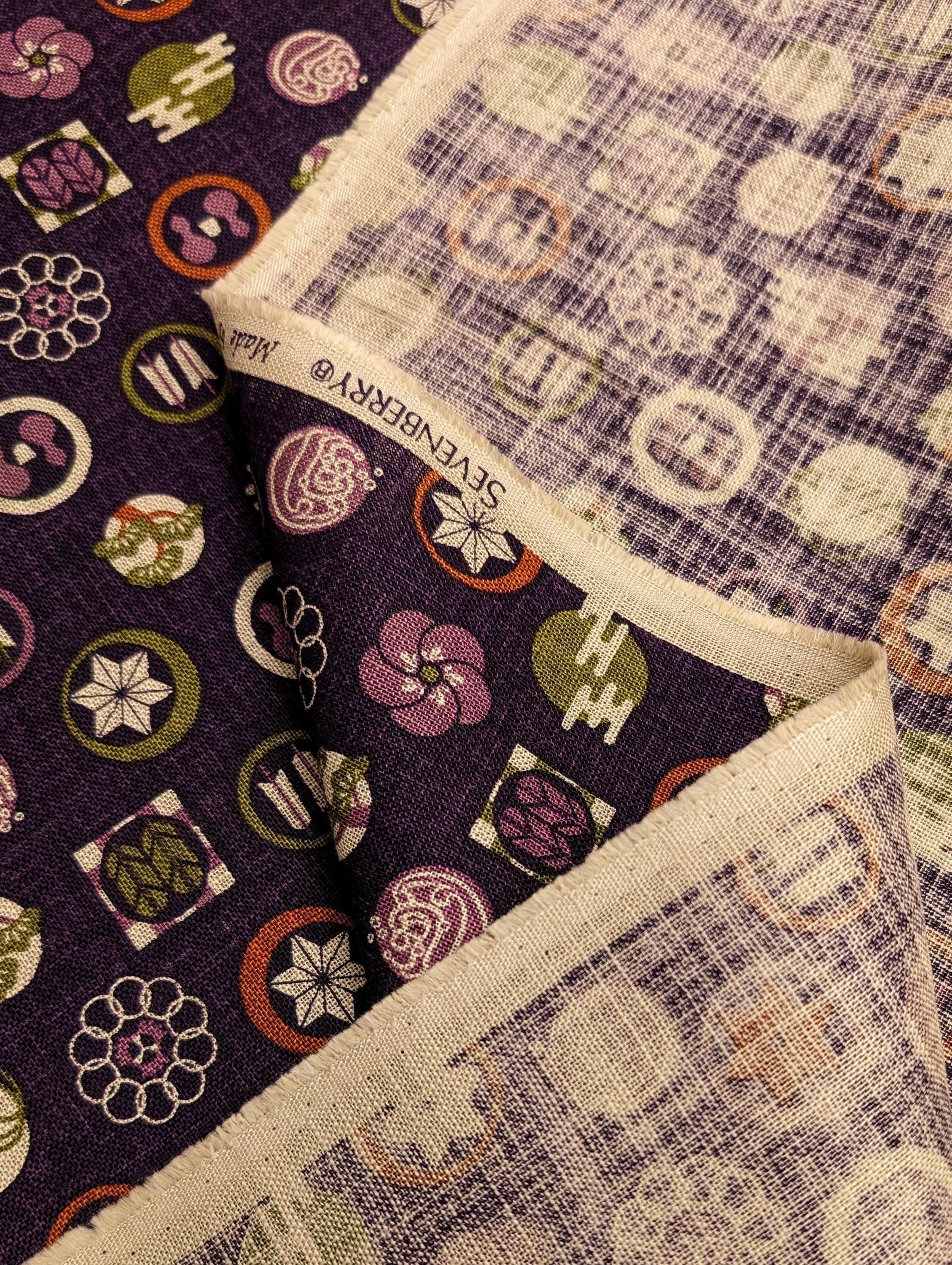 Sevenberry - Rustic Crests Cotton Fabric - Purple