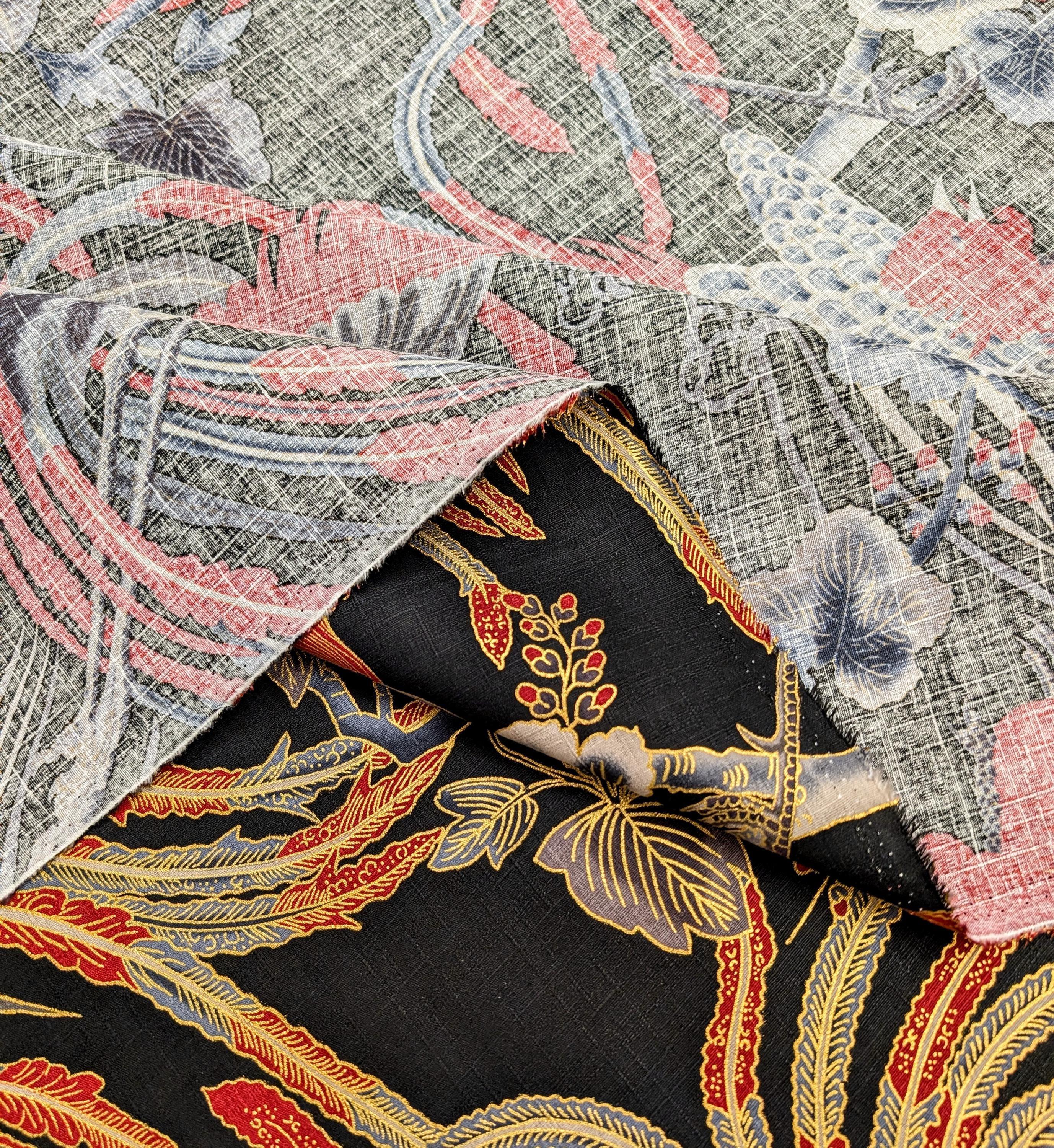 NEW Golden Phoenix Hokkoh Japanese cotton dobby fabric 1024-1110-1 E black