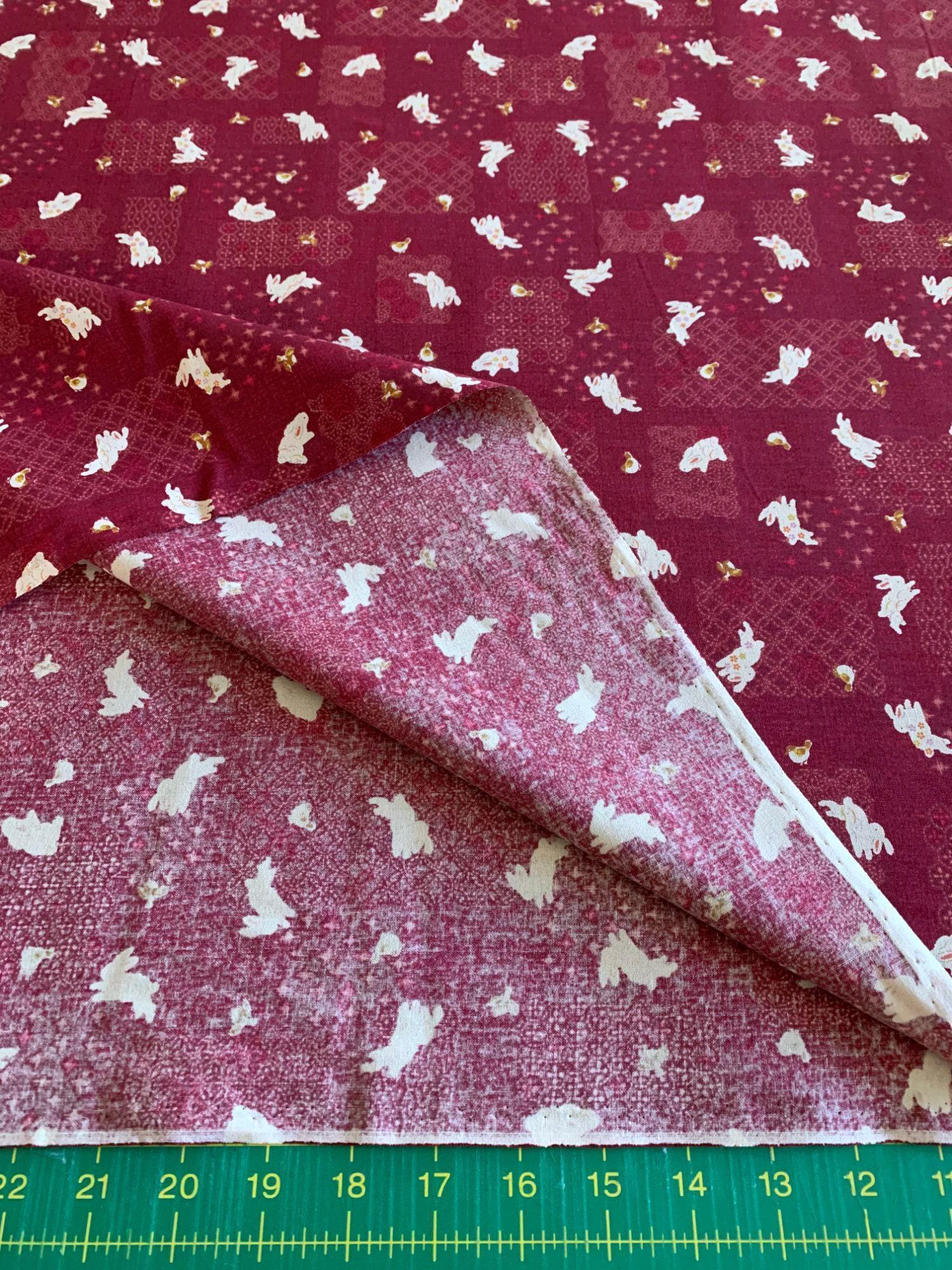 Sevenberry - Patchwork Rabbits Cotton Fabric - Red