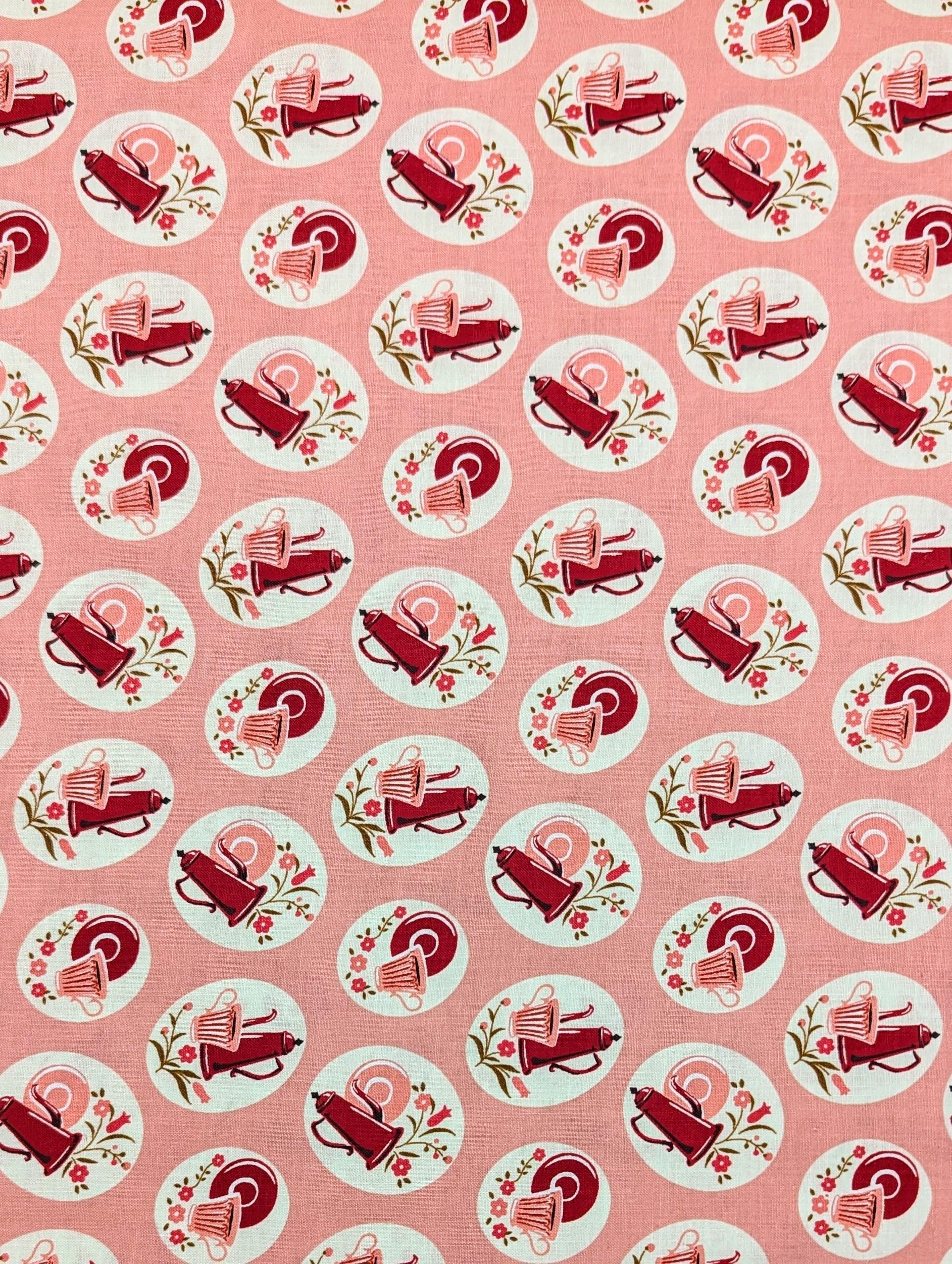 Kei - Tea Time and Flowers Cotton Fabric - Pink