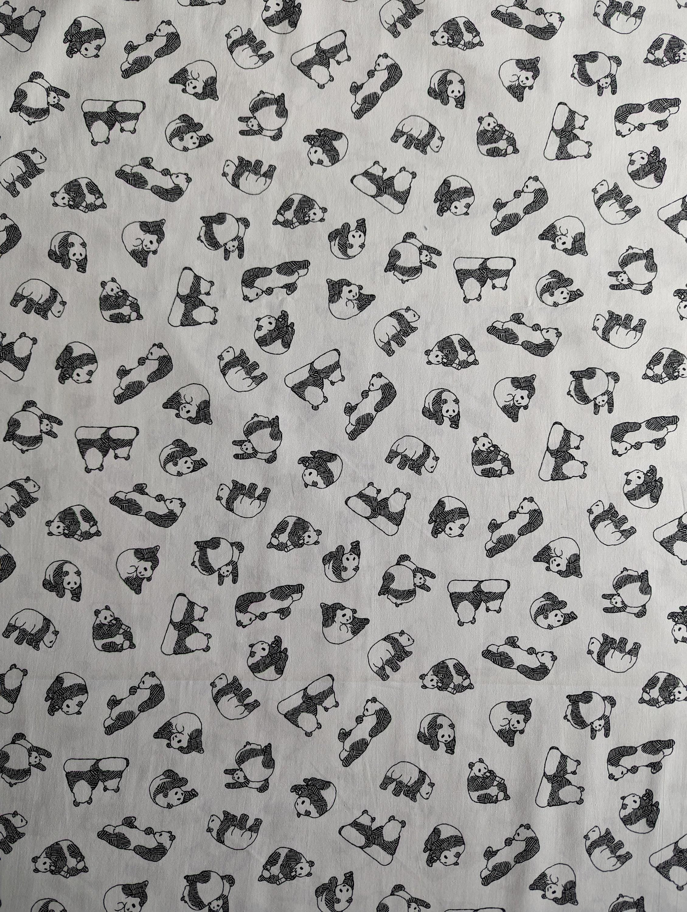 Sevenberry - Pandas Cotton Fabric - White
