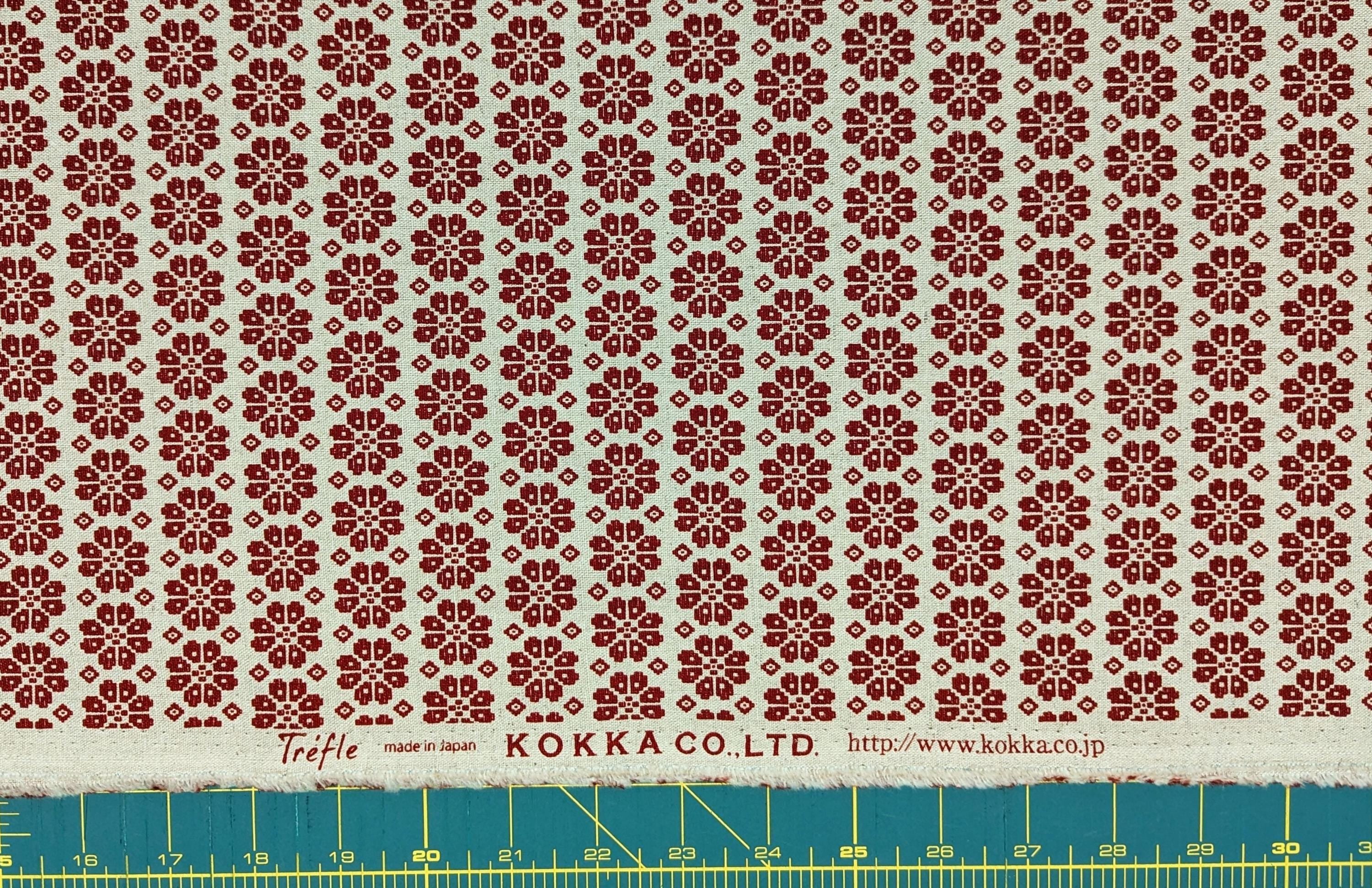 Kokka - Scandinavian Flowers Cotton/Linen light weight Canvas - Red White