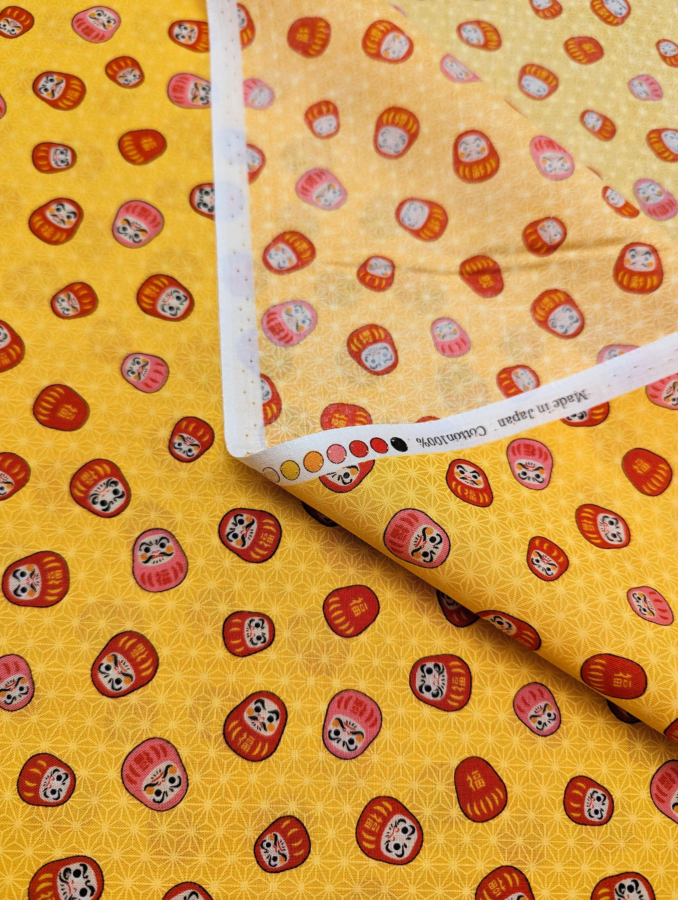 Naka - Tiny Daruma Cotton Fabric - Red and Pink