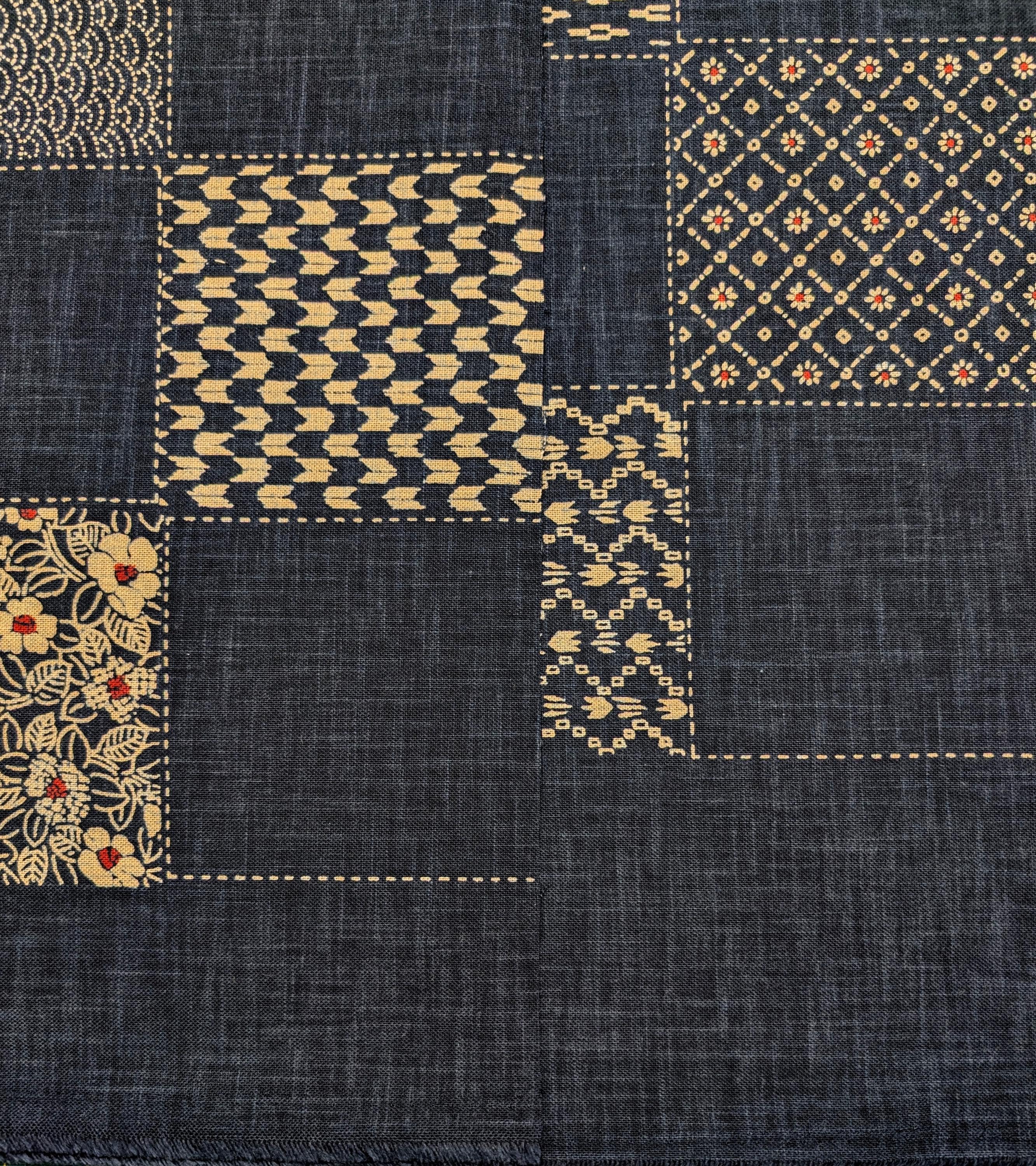 Traditional Patchwork hand stenciled Japanese cotton fabric KP7090-58 A - half yard