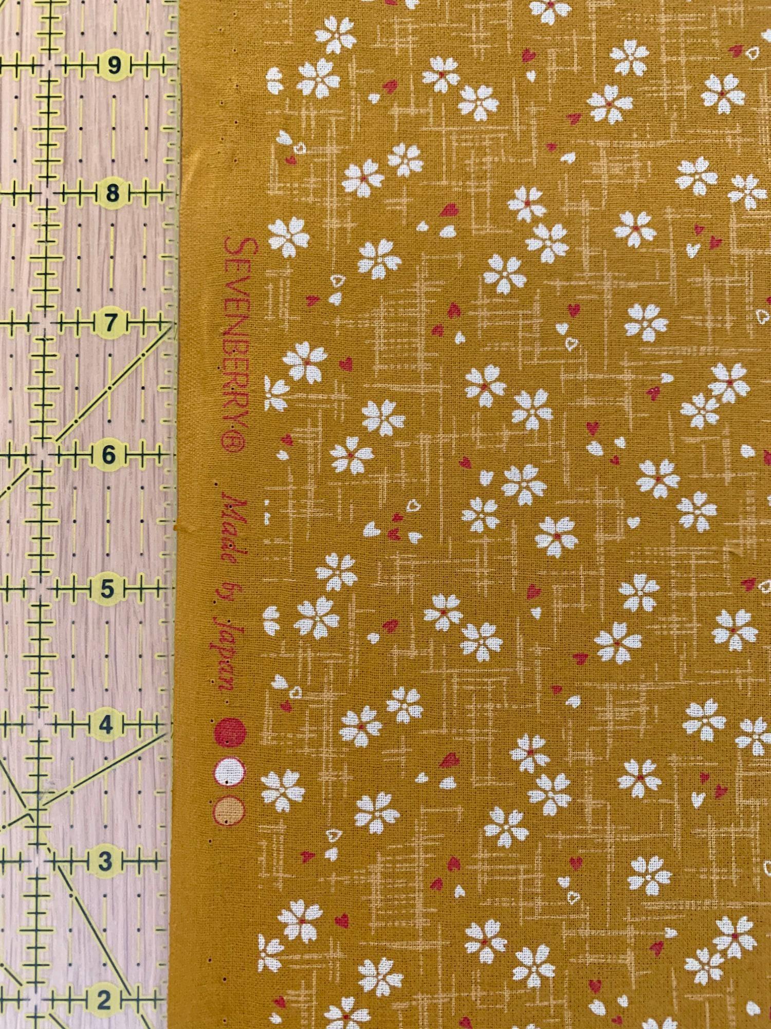 Sevenberry - Tiny Cherry Blossoms Cotton Fabric - Mustard Yellow
