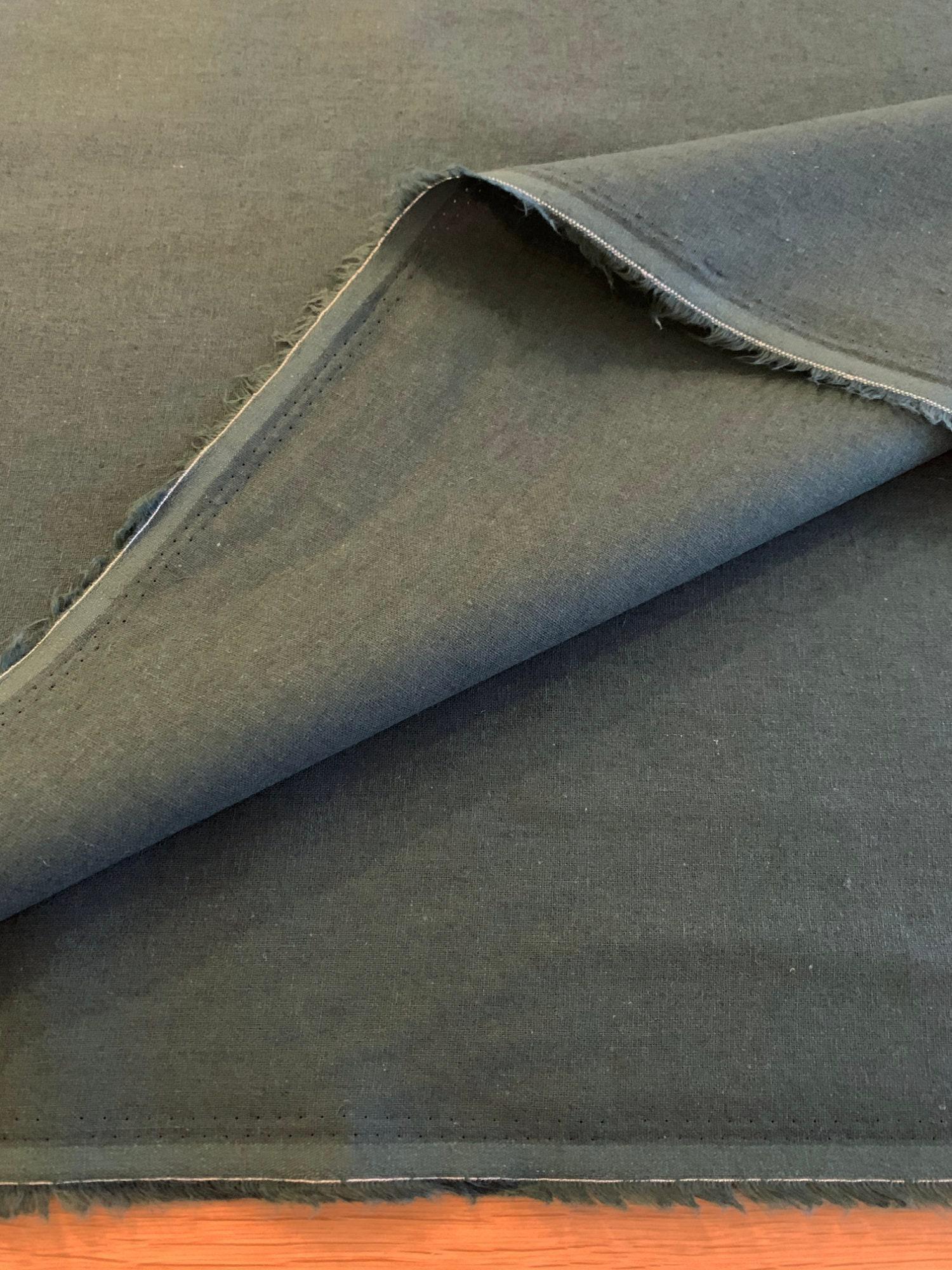 Hishiei - Solid Color Cotton/Linen Fabric - Forest Green