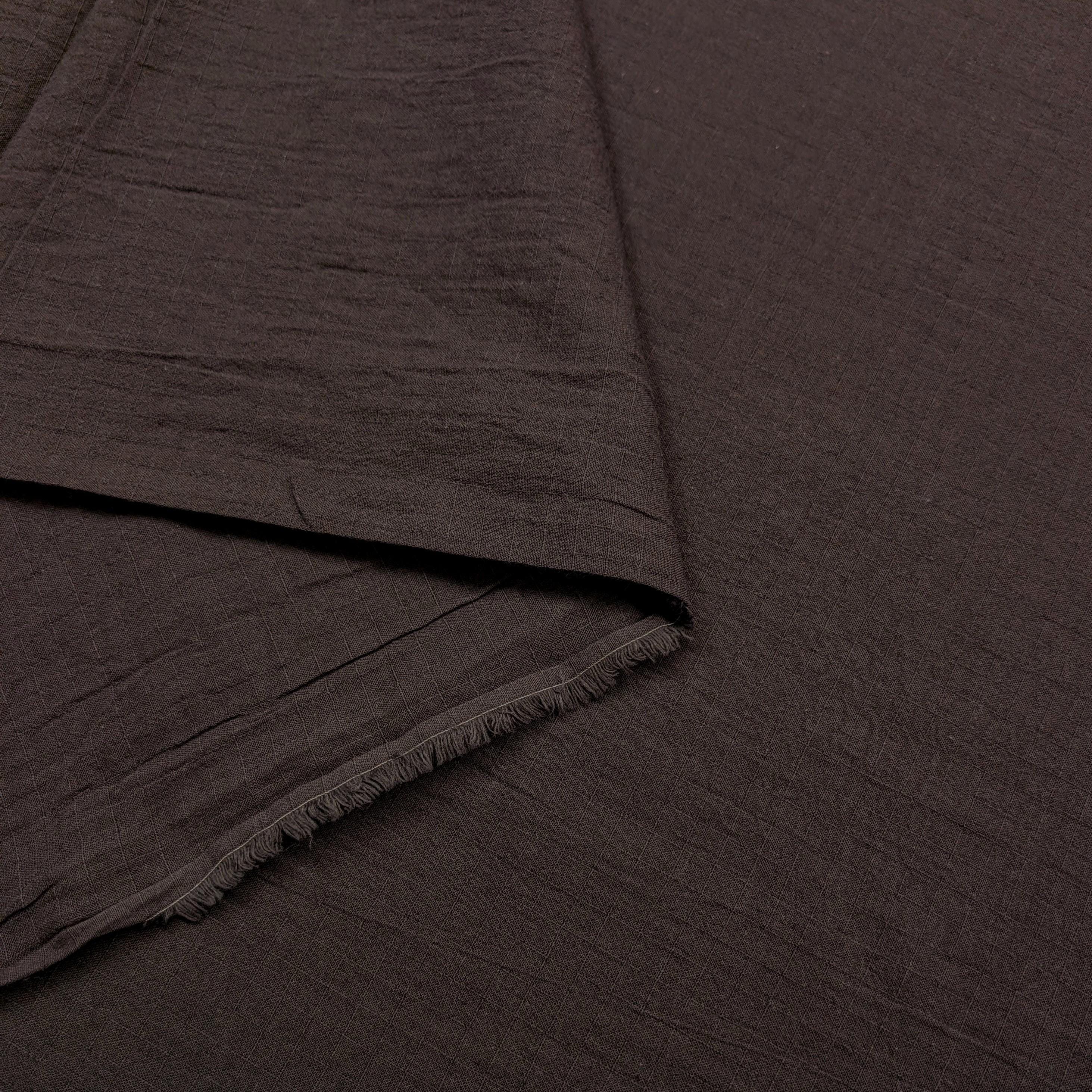 NEW Soft Gridded Dobby Cosmo Japanese cotton linen fabric AD-5747 300 arsenic gray black