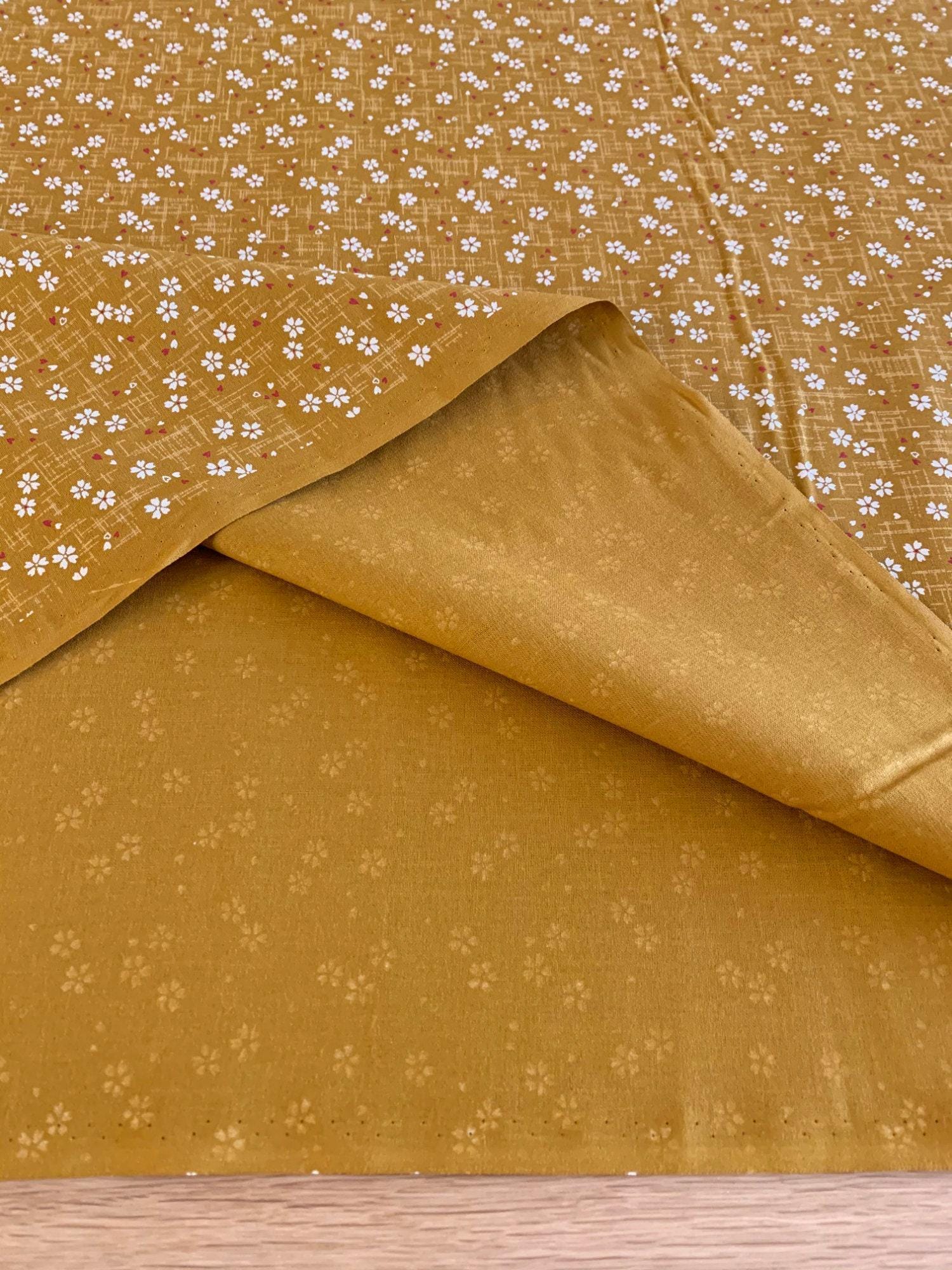Sevenberry - Tiny Cherry Blossoms Cotton Fabric - Mustard Yellow