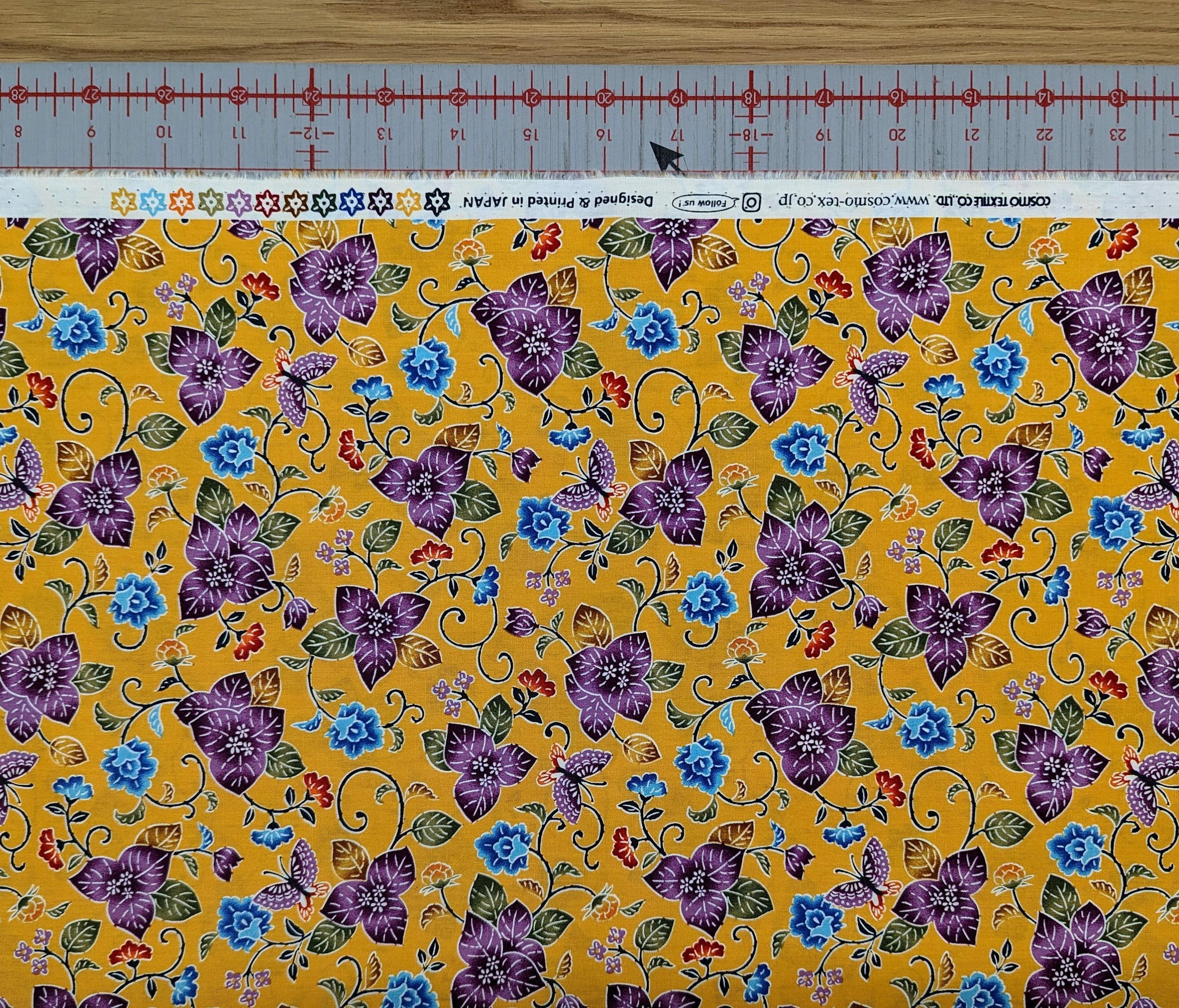 Cosmo - Tropical Bingata Flowers Cotton - Yellow