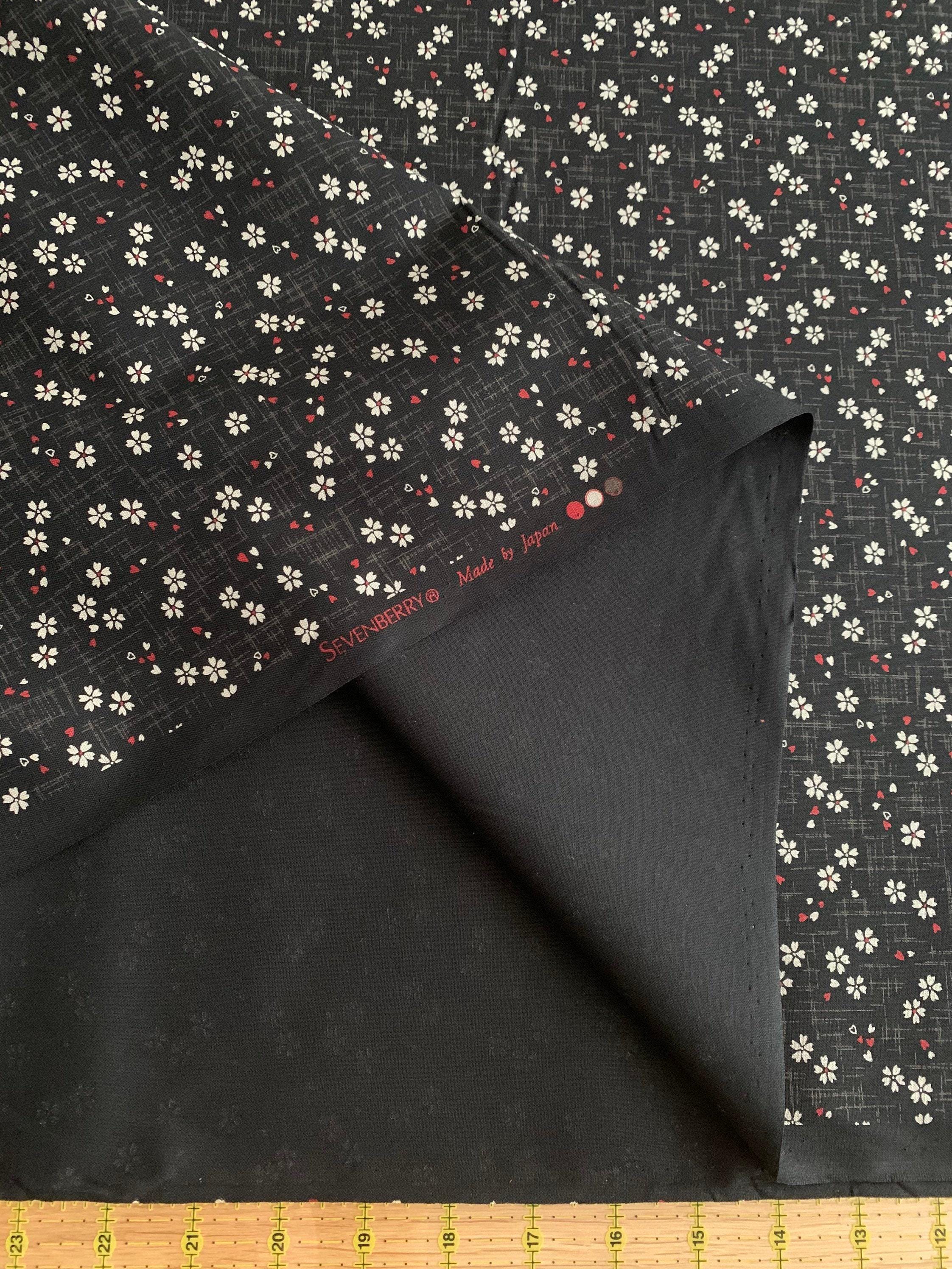 Sevenberry - Tiny Cherry Blossoms Cotton Fabric - Black