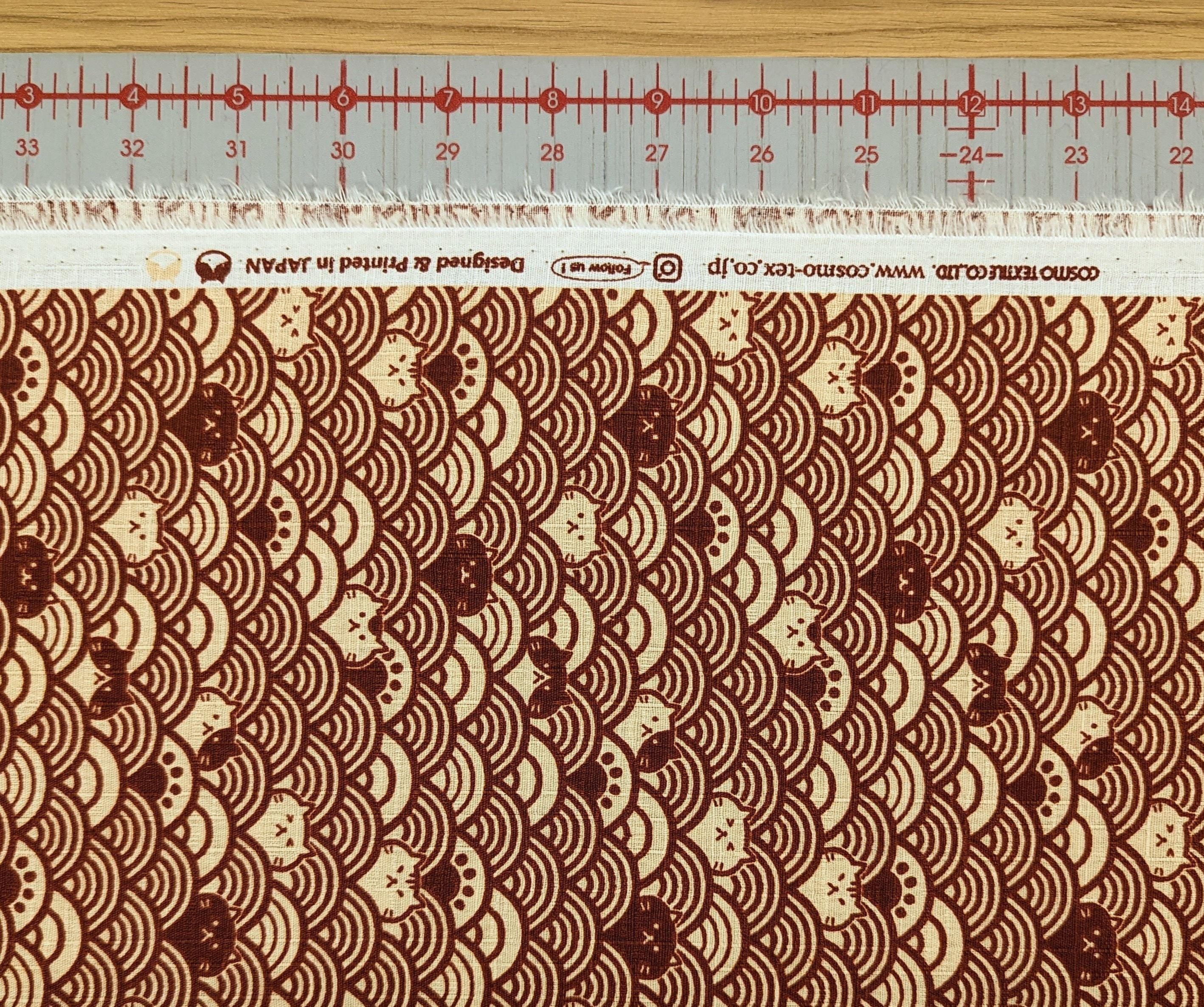 Cosmo - Waves with Cats Cotton Dobby - Navy Blue