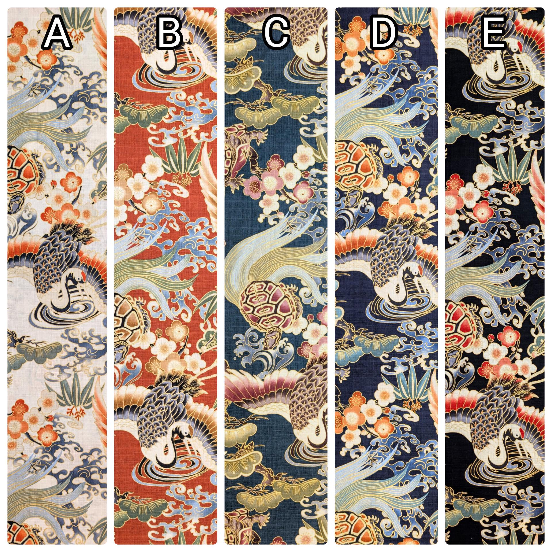 NEW Golden Crane & Minogame Hokkoh Japanese cotton dobby fabric 1025-100-5 A white