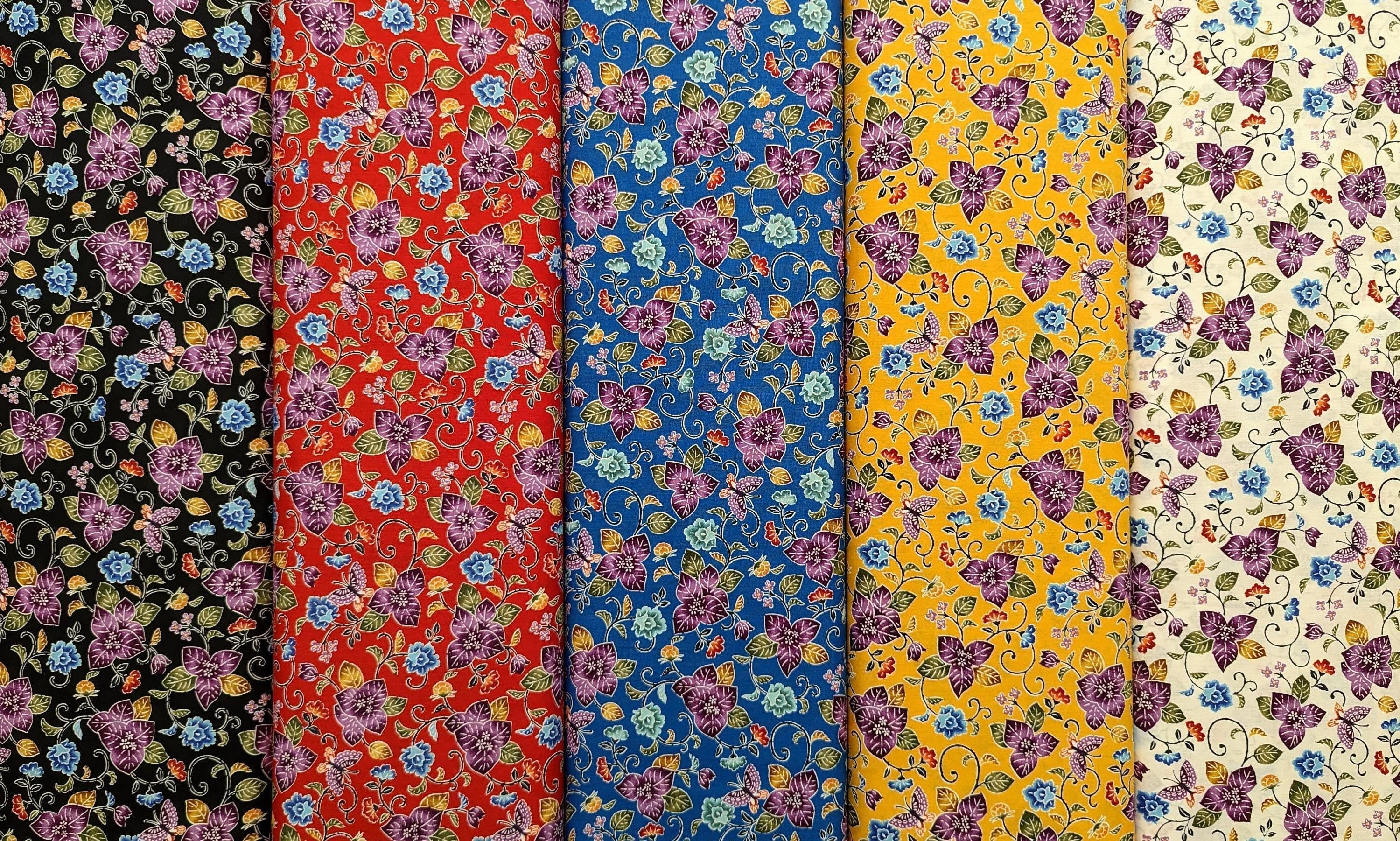 Cosmo - Tropical Bingata Flowers Cotton - Yellow