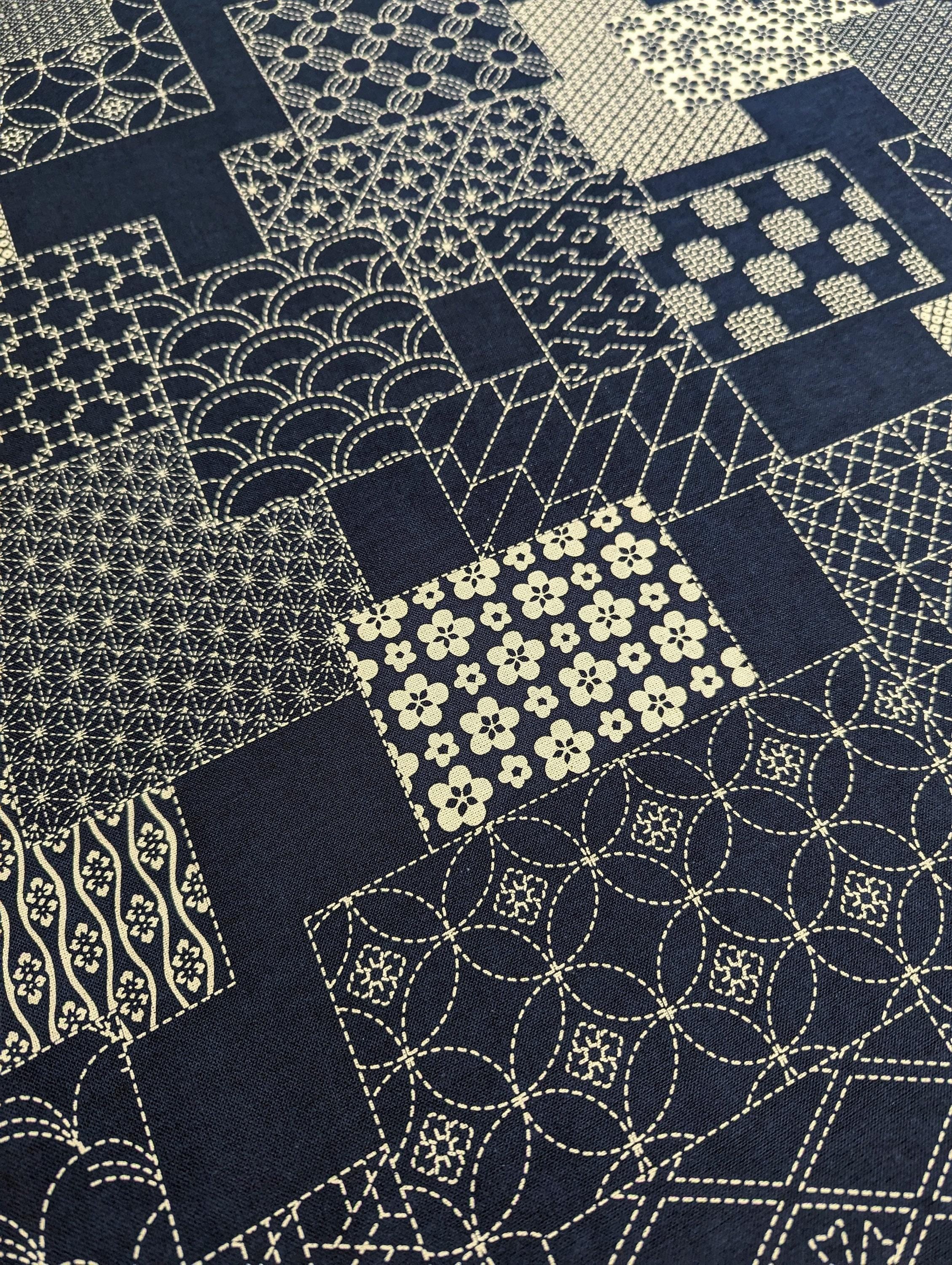 Orimono Imports - Sashiko Patchwork Wagara Cotton - Navy Blue
